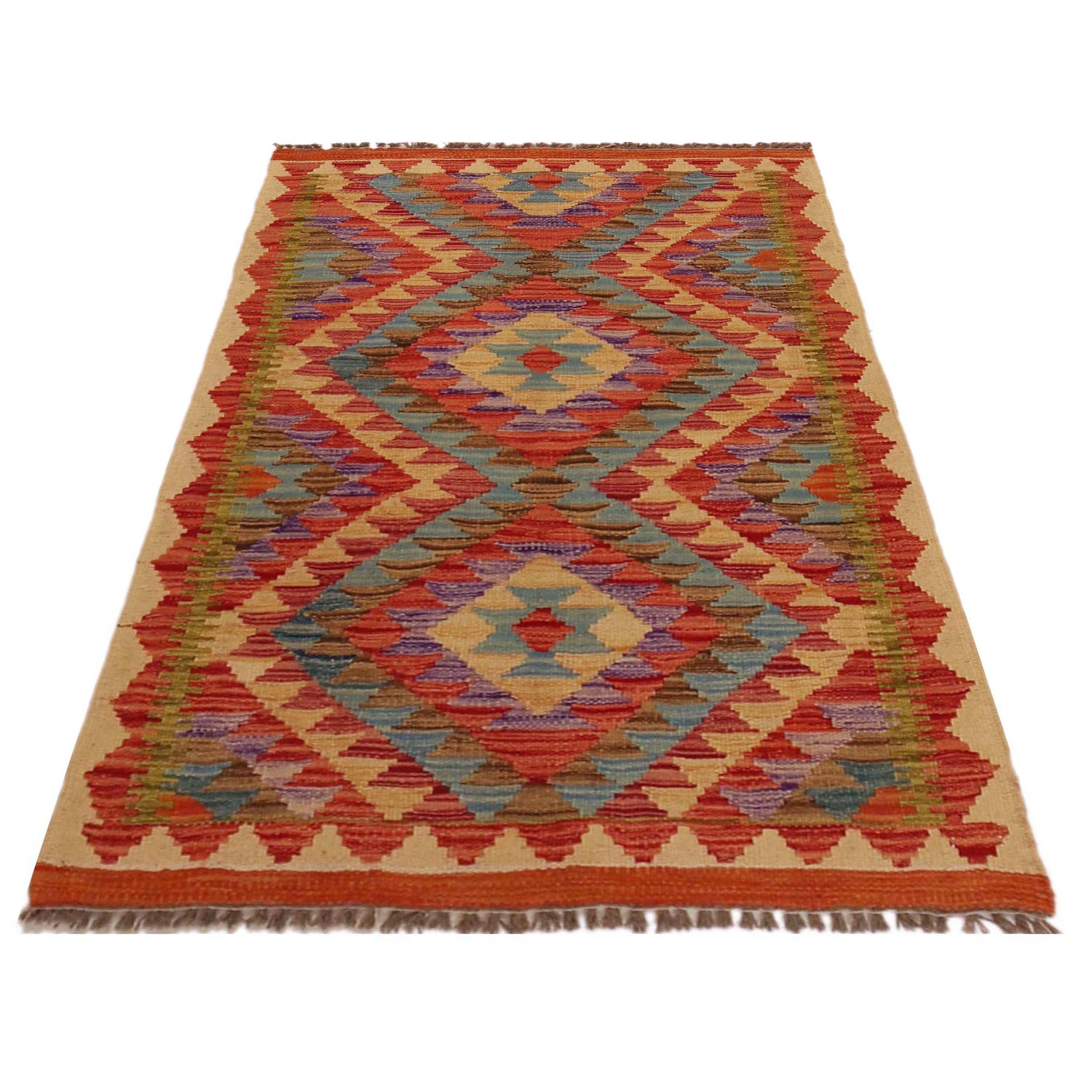 Handmade Turkish Design Wool Kilim 2' 6" x 4' 0" ft / 77 x 121 cm - No. P35763