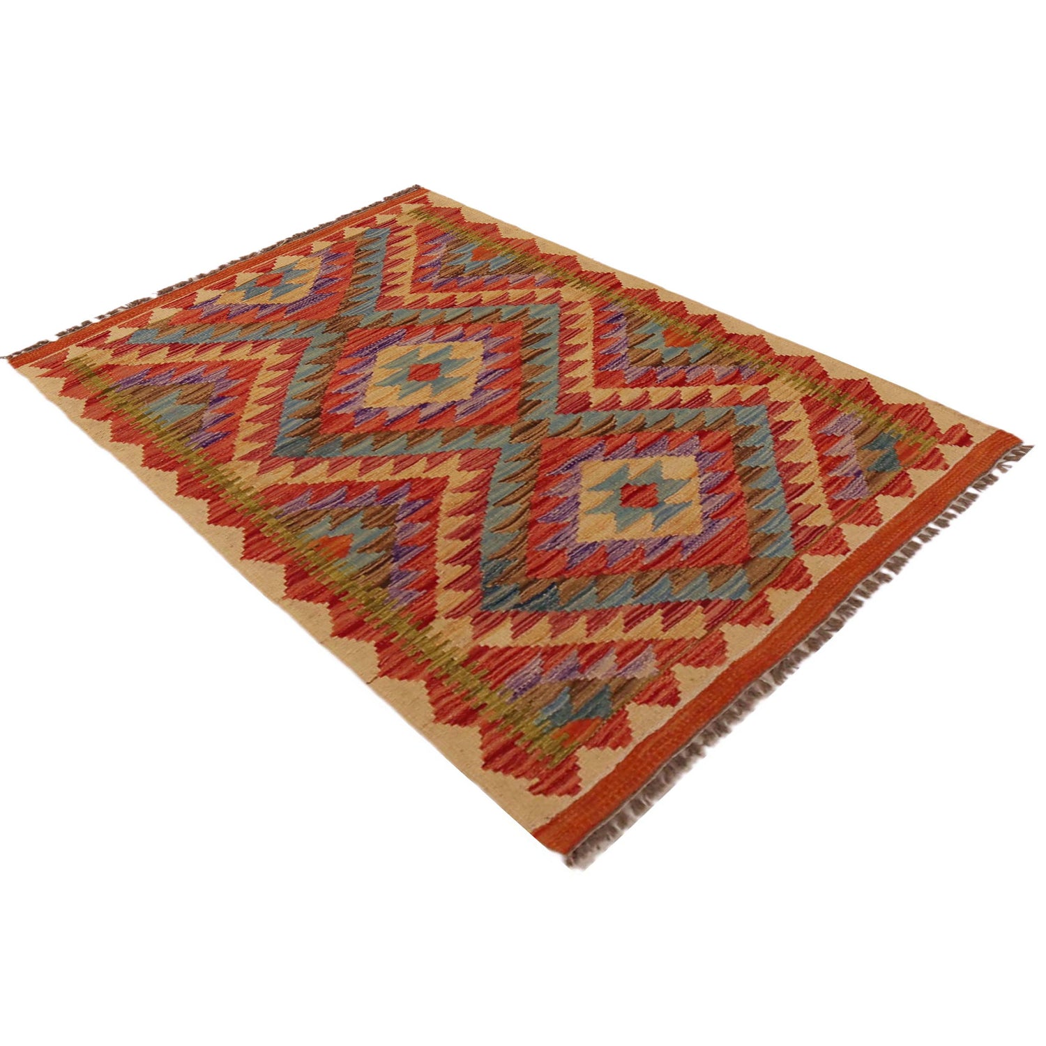 Handmade Turkish Design Wool Kilim 2' 6" x 4' 0" ft / 77 x 121 cm - No. P35763