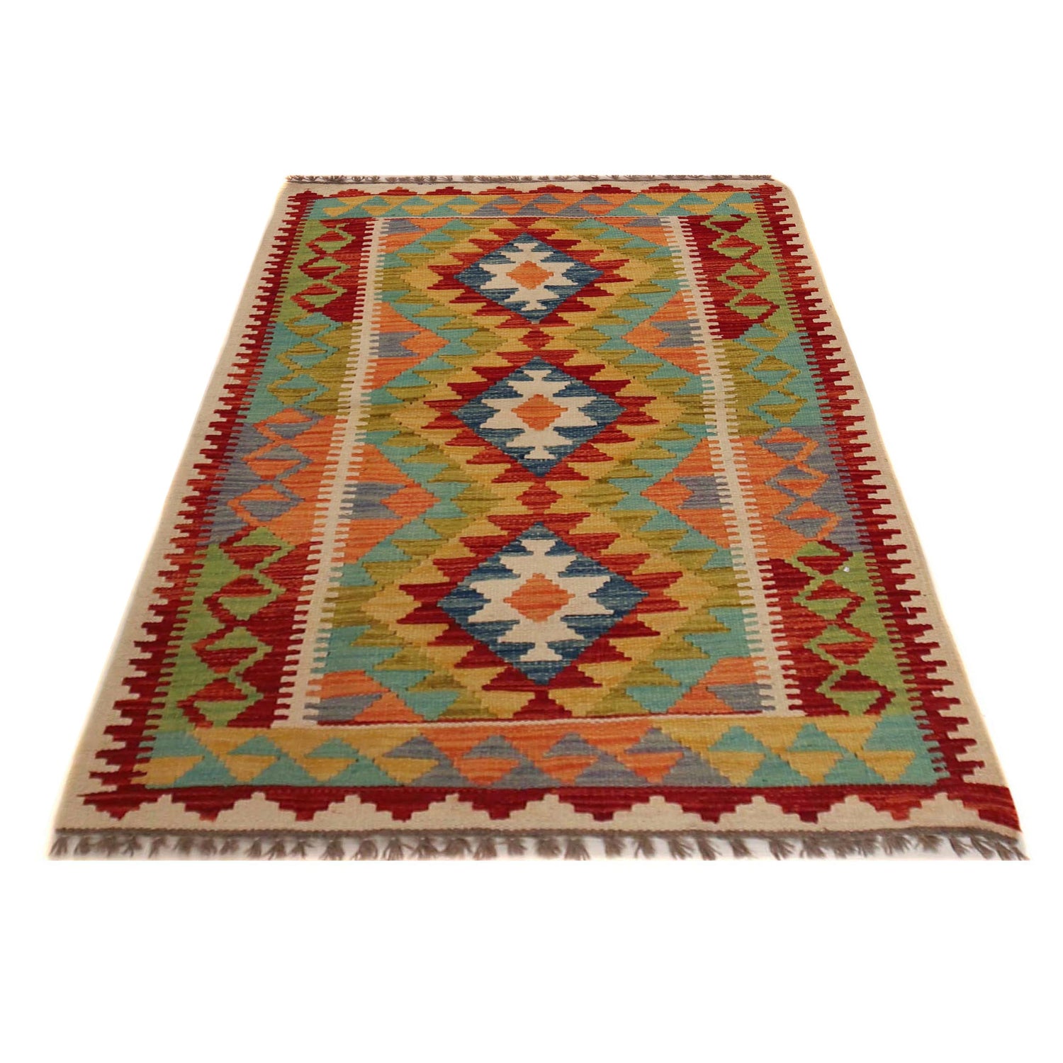 Hand Knotted Flatweave Kilim 2' 10" x 4' 2" ft / 87 x 127 cm - No. P35765