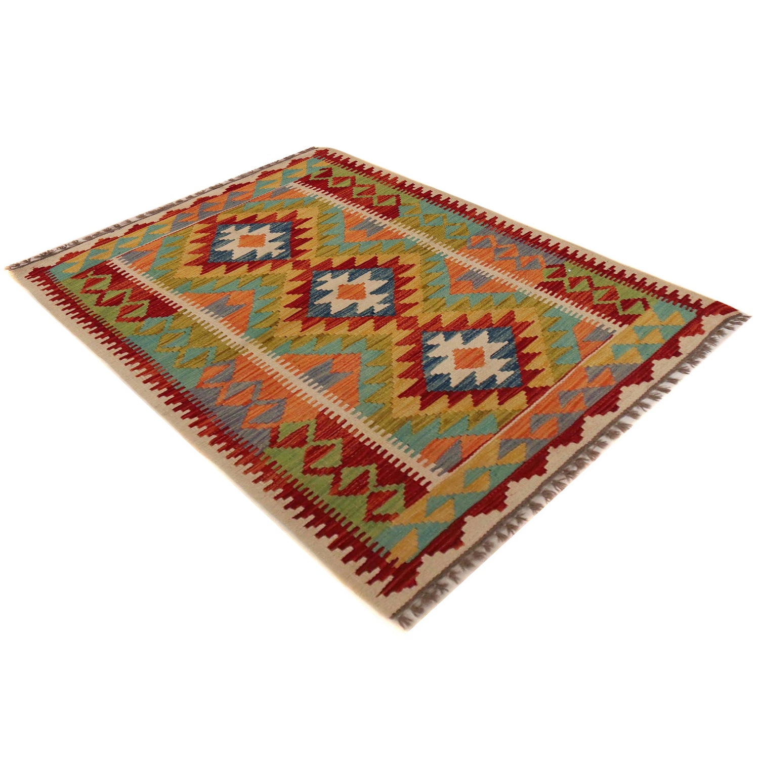 Hand Knotted Flatweave Kilim 2' 10" x 4' 2" ft / 87 x 127 cm - No. P35765