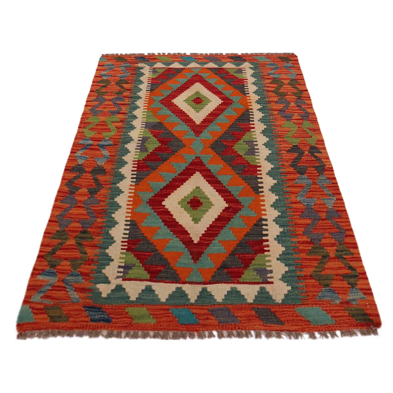 Hand Made Afghan Kilim 2' 9" x 4' 2" ft / 83 x 127 cm - No. P35767