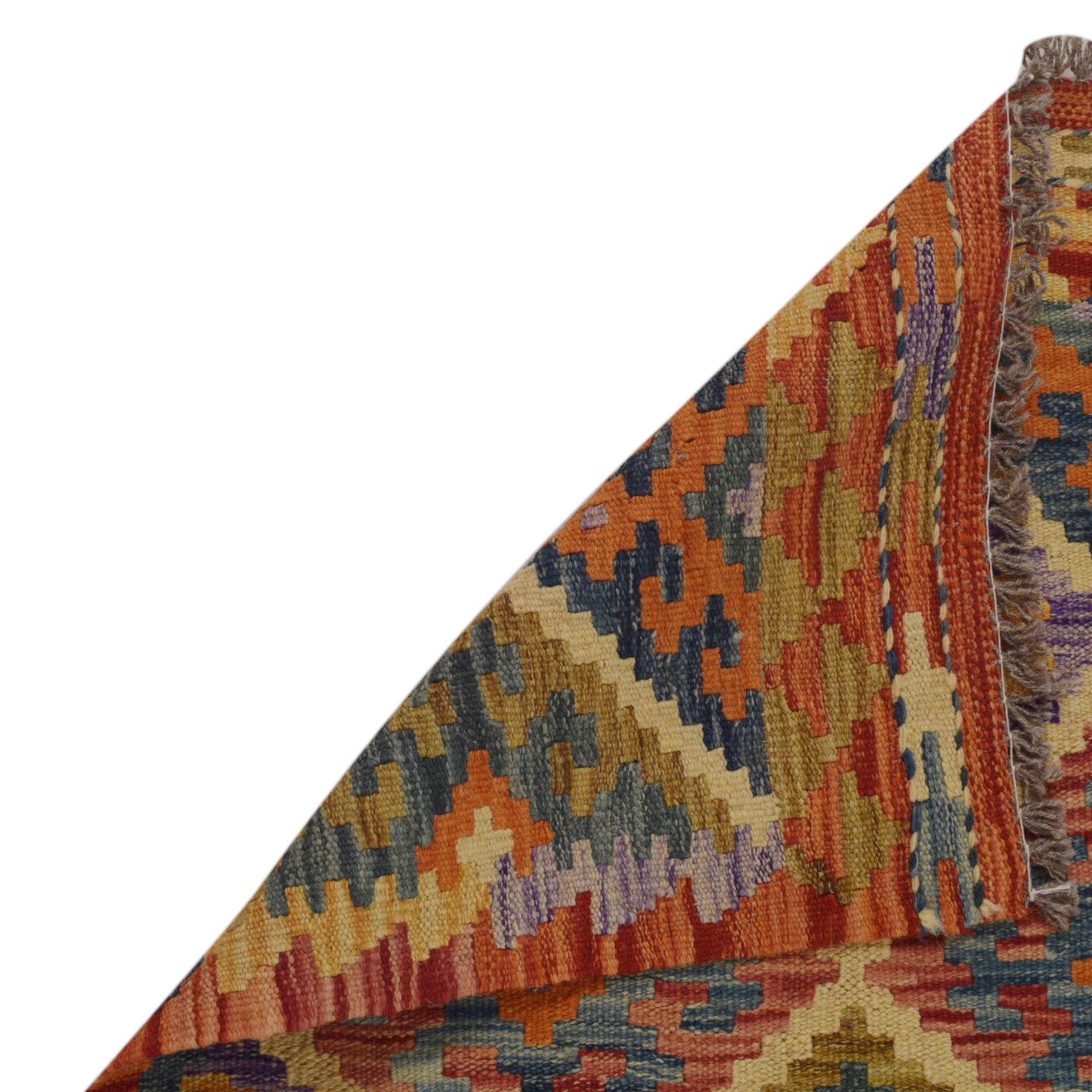 Multi Color ful Flat-Weave Wool Kilim 2' 7" x 4' 2" ft / 80 x 126 cm - No. P35768