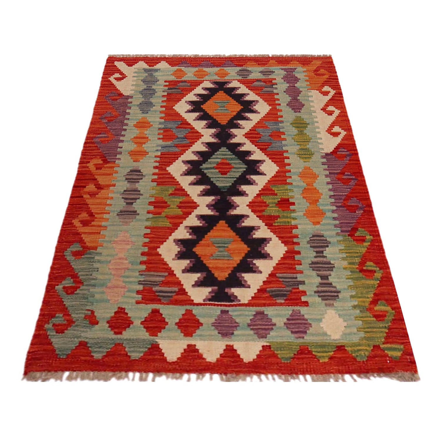 Hand Knotted Afghan Style Kilim 2' 6" x 4' 2" ft / 77 x 126 cm - No. P35845
