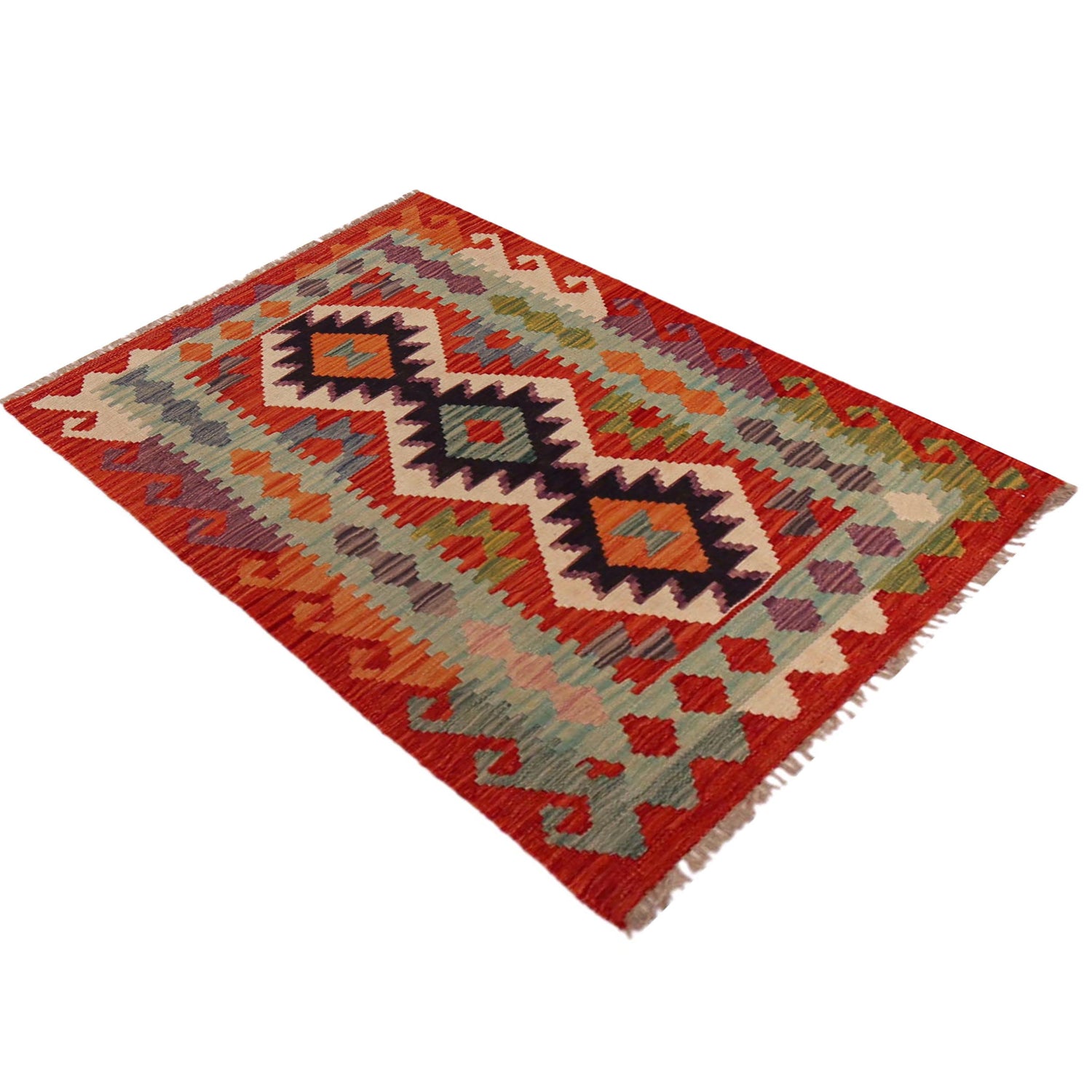 Hand Knotted Afghan Style Kilim 2' 6" x 4' 2" ft / 77 x 126 cm - No. P35845