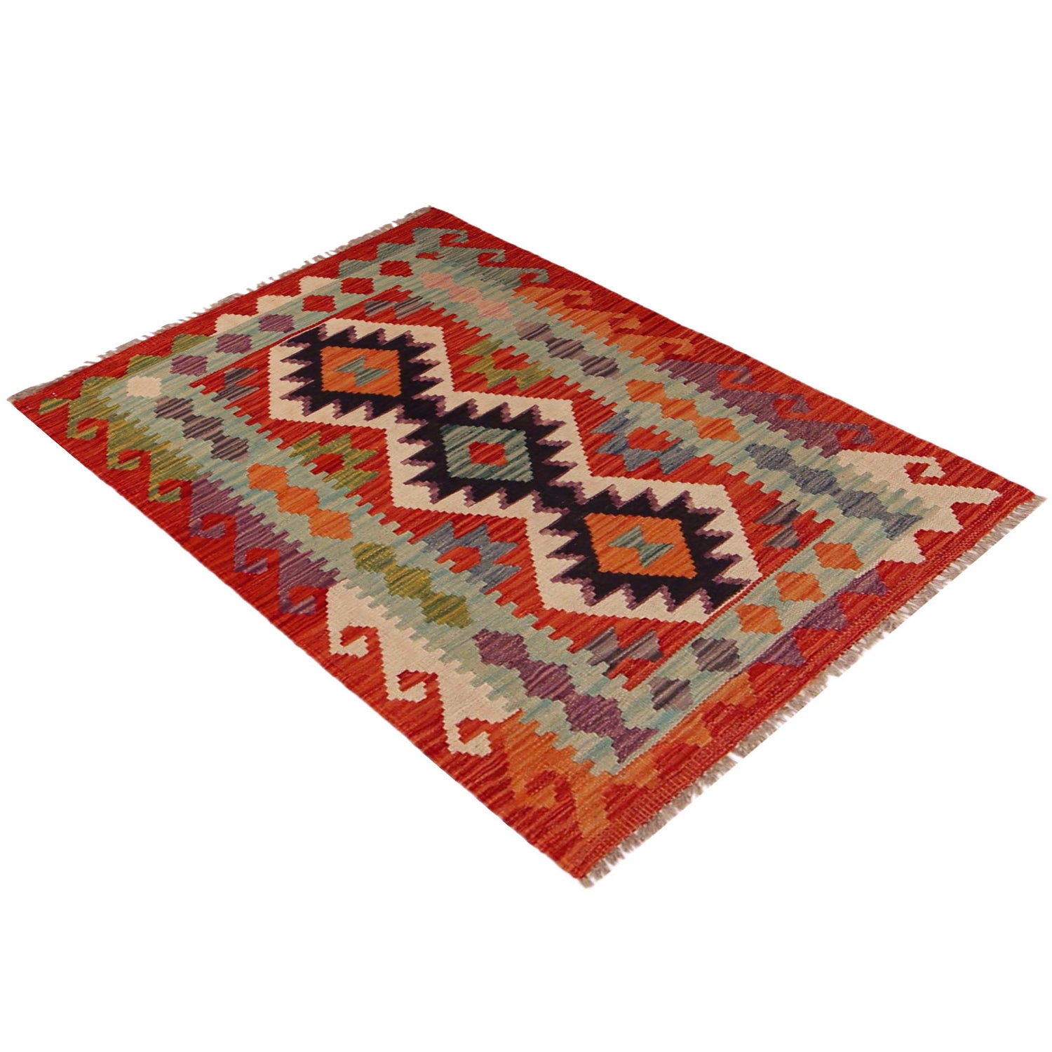 Hand Knotted Afghan Style Kilim 2' 6" x 4' 2" ft / 77 x 126 cm - No. P35845
