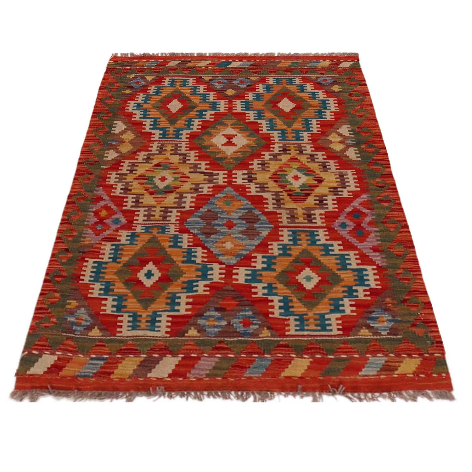 Hand Woven Wool Kelim 2' 7" x 4' 0" ft / 80 x 122 cm - No. P35846
