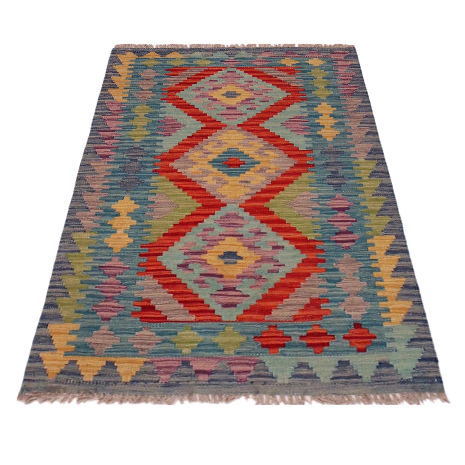 Handmade Turkish Design Wool Kilim 2' 6" x 4' 1" ft / 76 x 124 cm - No. P35847