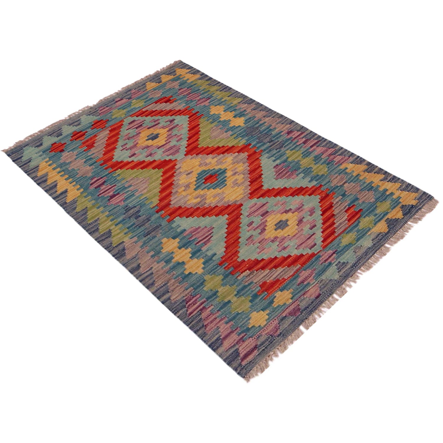 Handmade Turkish Design Wool Kilim 2' 6" x 4' 1" ft / 76 x 124 cm - No. P35847