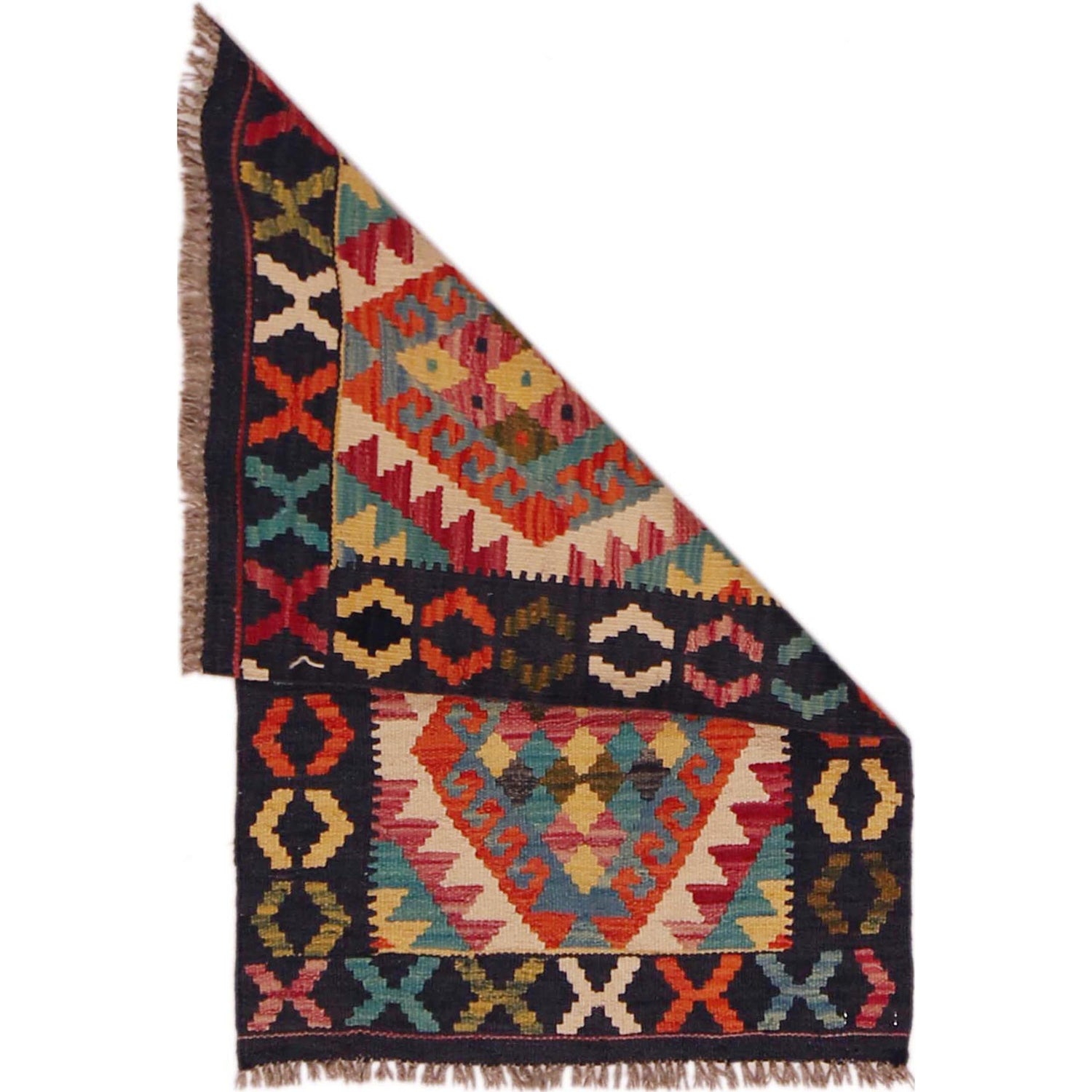Hand Knotted Afghan Style Kilim 2' 0" x 3' 1" ft / 60 x 95 cm - No. P35975