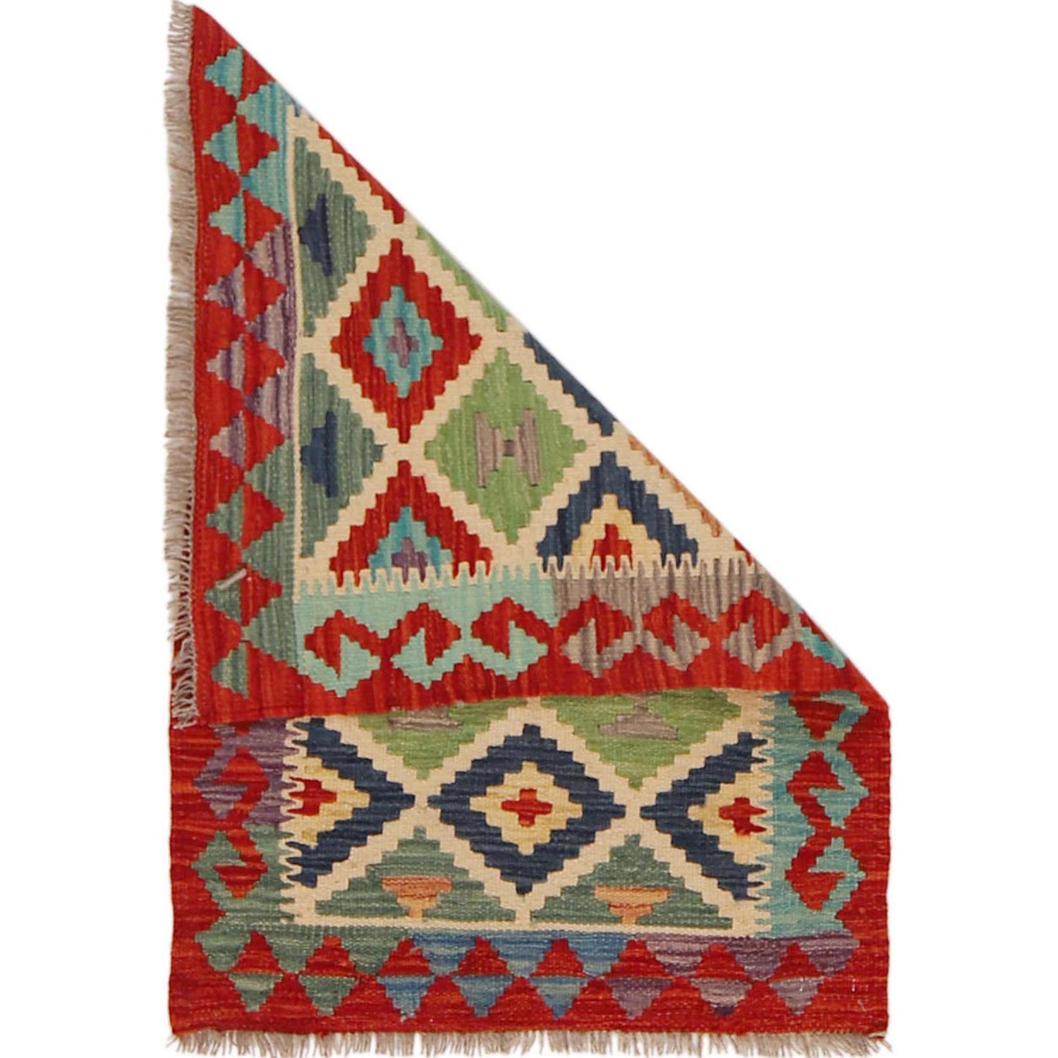 Handmade Turkish Design Wool Kilim 2' 0" x 2' 11" ft / 61 x 90 cm - No. P35994