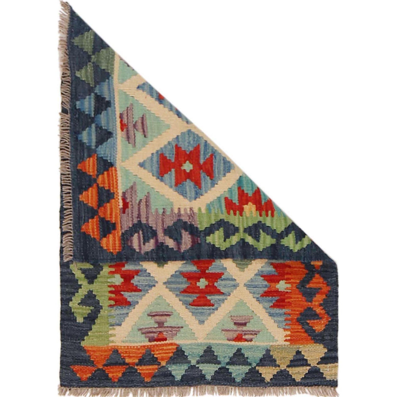 Handmade Afghan Vegetable Kilim 1' 11" x 2' 9" ft / 59 x 84 cm - No. P35998