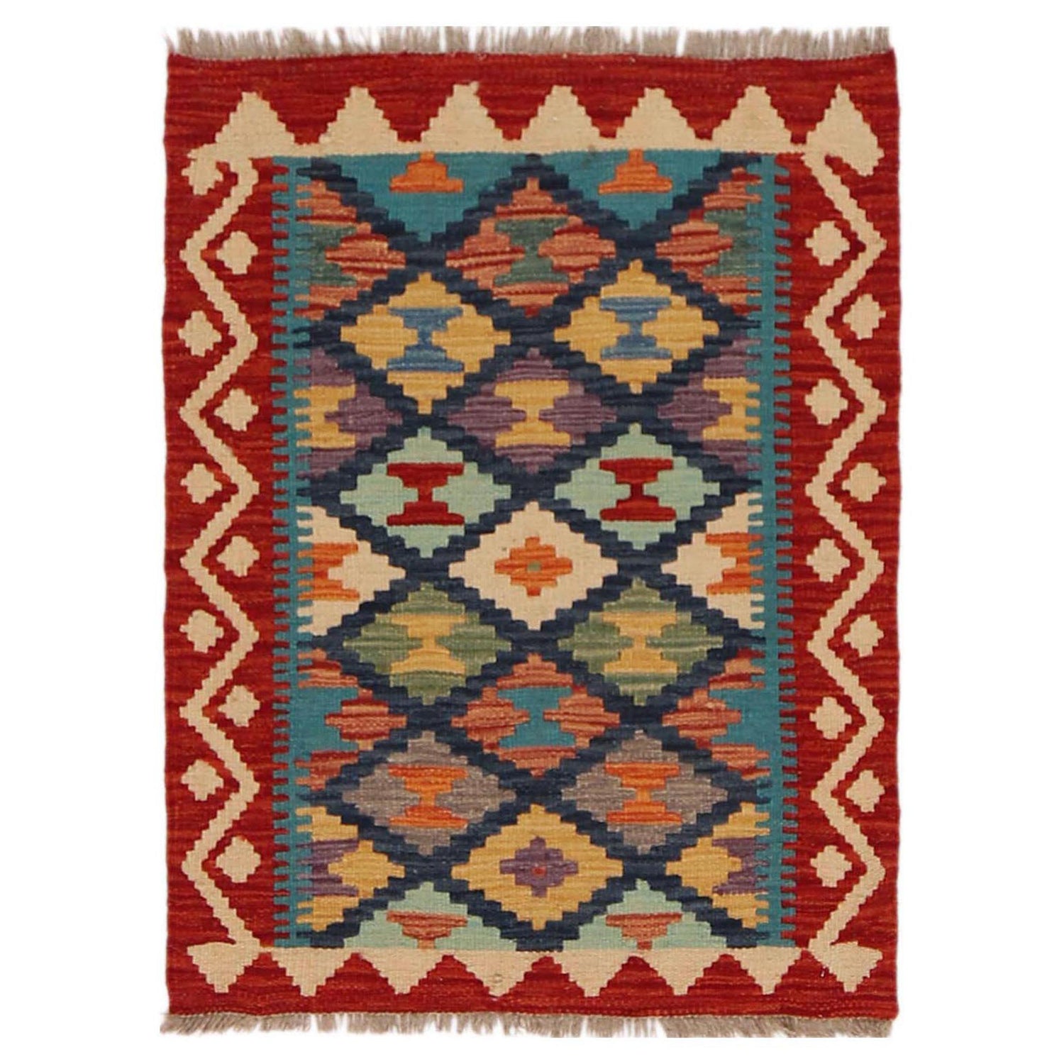 Hand Made Afghan Kilim 2' 0" x 2' 8" ft / 62 x 82 cm - No. P35999