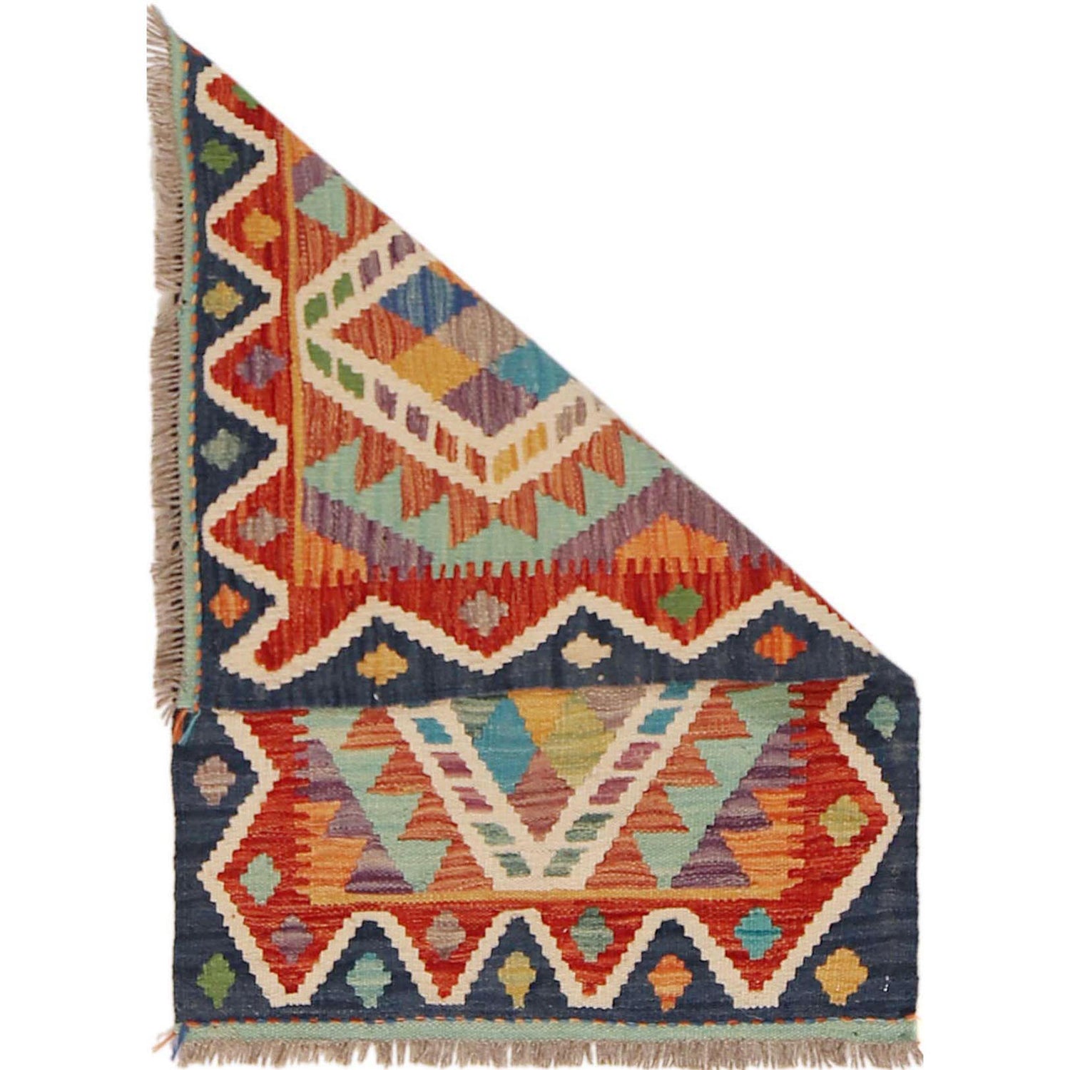 Hand Knotted Afghan Style Kilim 2' 0" x 2' 11" ft / 62 x 90 cm - No. P36003