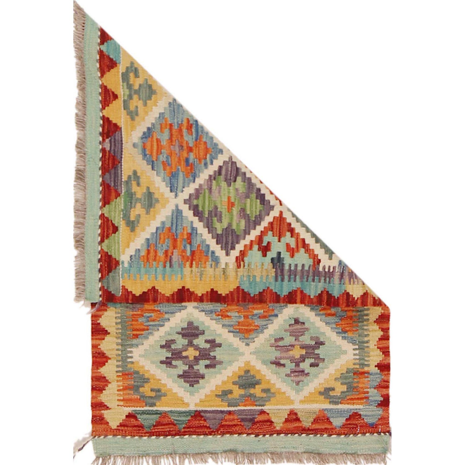 Hand Woven Wool Kelim 2' 0" x 3' 0" ft / 62 x 91 cm - No. P36004