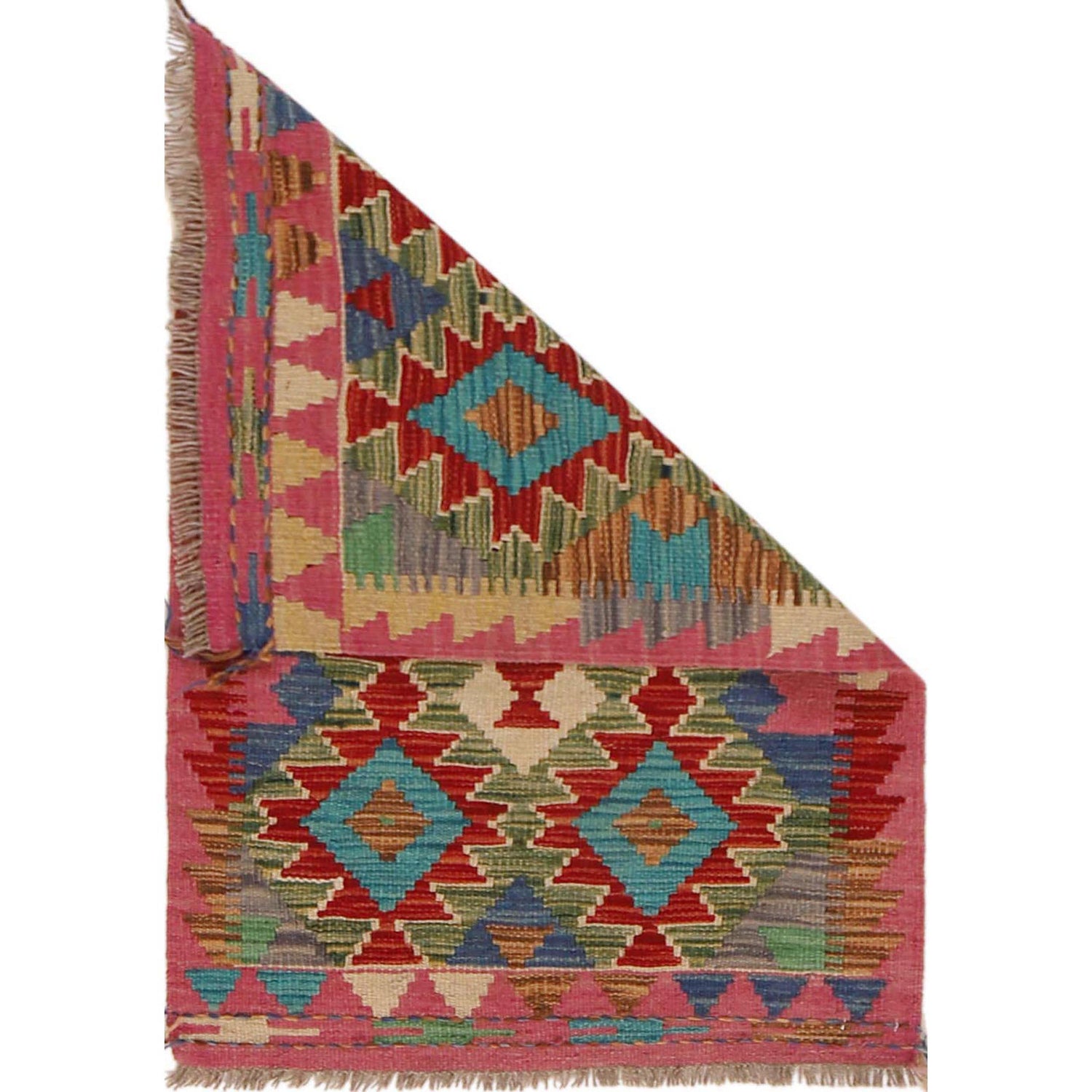Multi Color ful Flat-Weave Wool Kilim 2' 0" x 3' 4" ft / 60 x 101 cm - No. P36012
