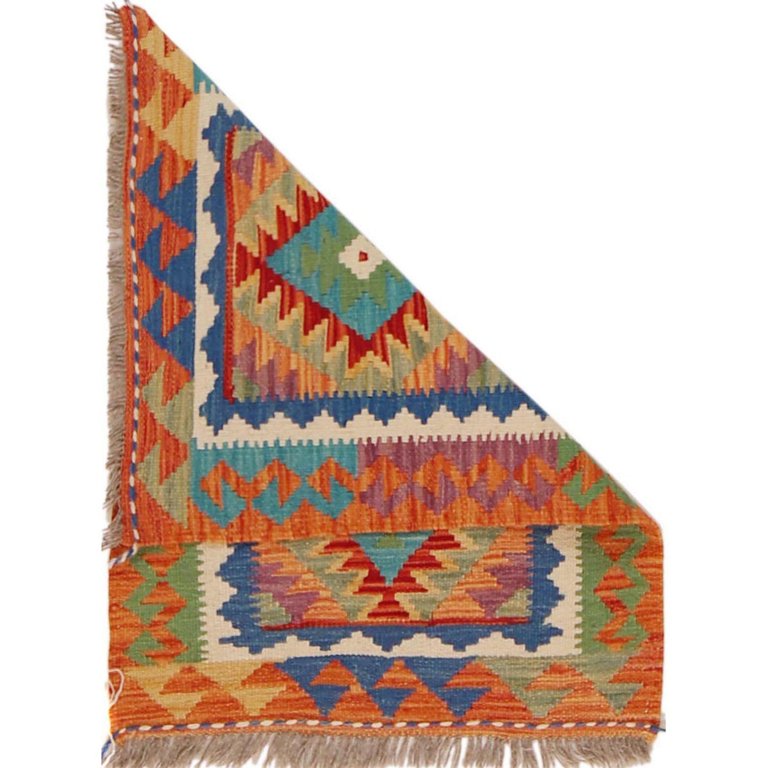 Hand Woven Wool Kelim 2' 0" x 2' 10" ft / 62 x 86 cm - No. P36017