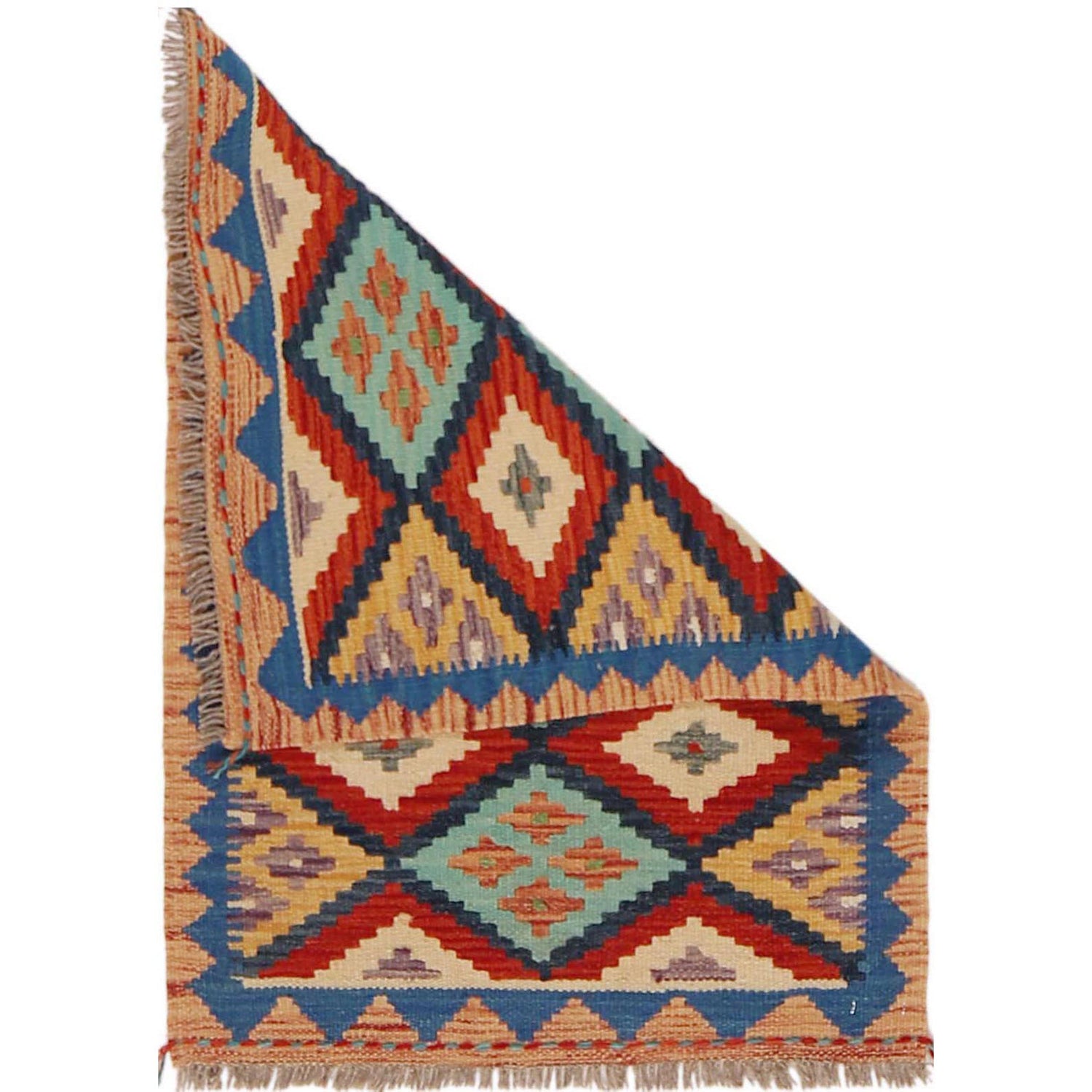 Handmade Turkish Design Wool Kilim 2' 0" x 2' 10" ft / 62 x 86 cm - No. P36019