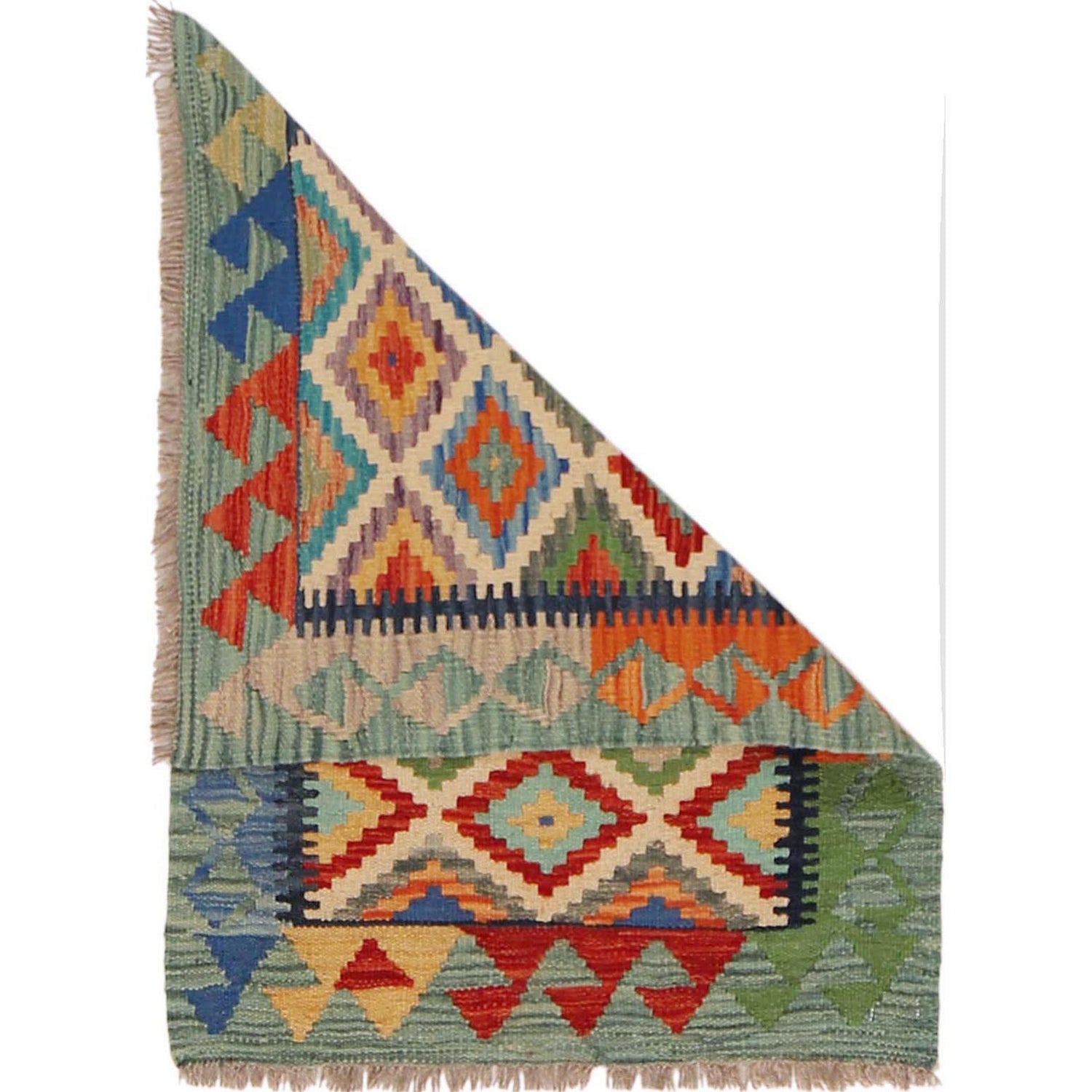 Handmade Afghan Vegetable Kilim 2' 0" x 2' 11" ft / 60 x 88 cm - No. P36024