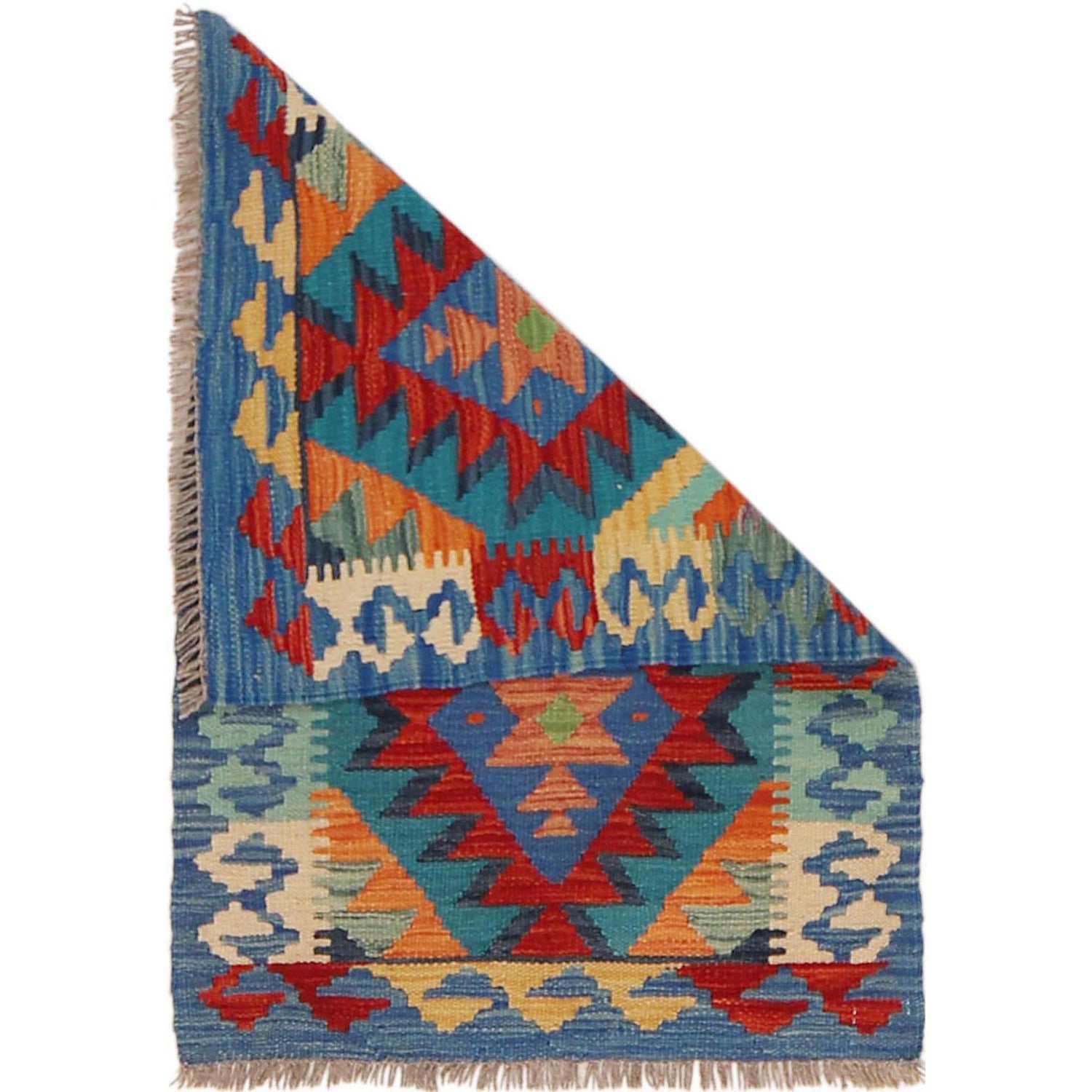 Hand Woven Wool Kelim 1' 11" x 2' 11" ft / 58 x 88 cm - No. P36035
