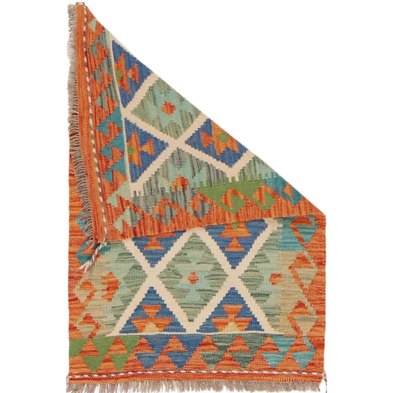 Multi Color ful Flat-Weave Wool Kilim 2' 0" x 3' 1" ft / 60 x 94 cm - No. P36044