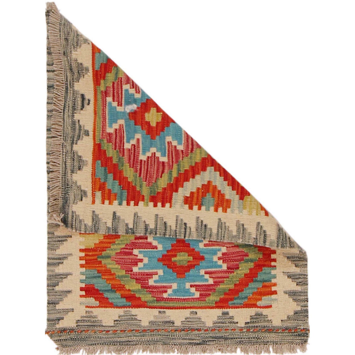 Hand Knotted Afghan Style Kilim 2' 0" x 2' 10" ft / 62 x 87 cm - No. P36048