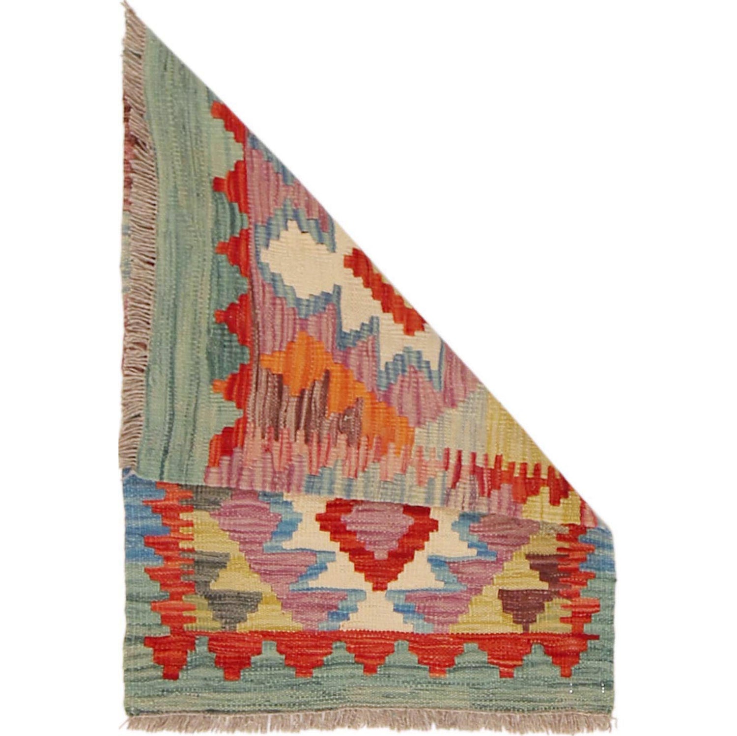 Hand Woven Wool Kelim 1' 10" x 2' 6" ft / 55 x 77 cm - No. P36049