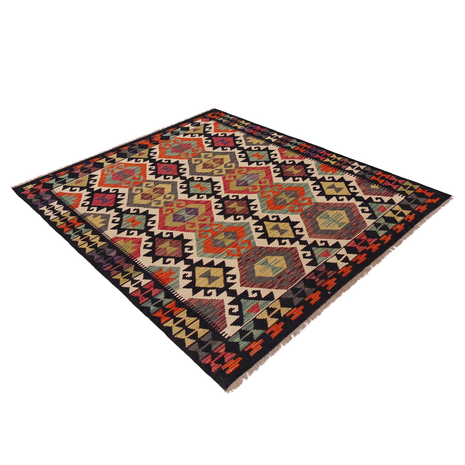 Handmade Vegetable Kelim 5' 1" x 6' 4" ft / 154 x 193 cm - No. P36103