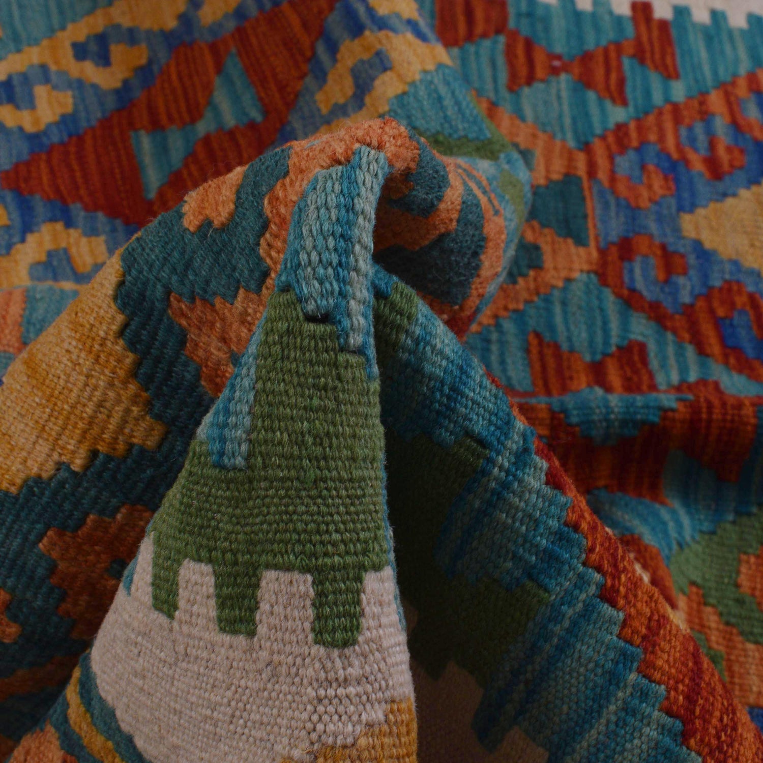 Hand Made Afghan Kilim 4' 2" x 5' 10" ft / 126 x 179 cm - No. P36116