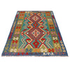Multi Color ful Flat-Weave Wool Kilim 4' 0" x 5' 7" ft / 122 x 170 cm - No. P36119