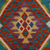 Multi Color ful Flat-Weave Wool Kilim 4' 0" x 5' 7" ft / 122 x 170 cm - No. P36119
