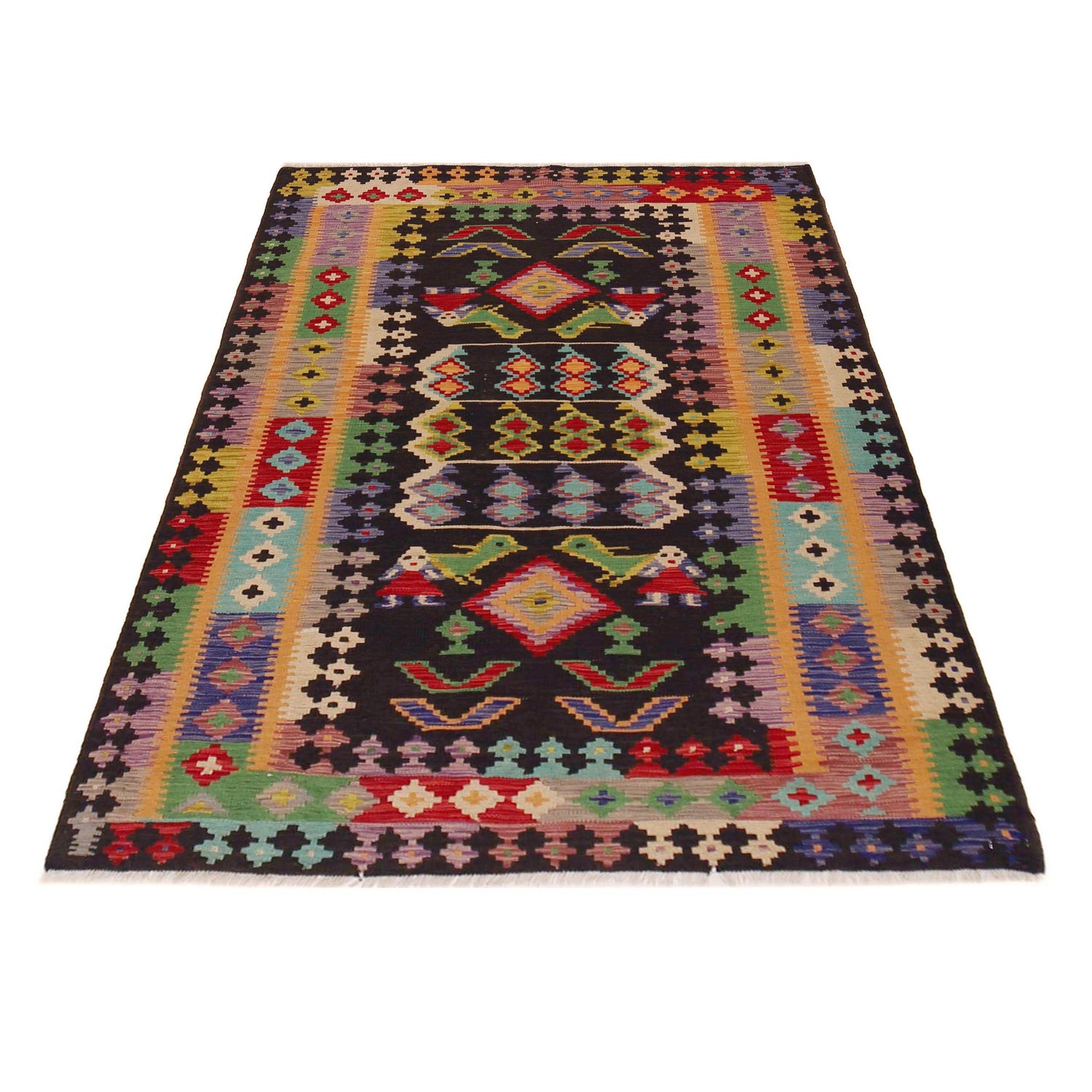 Handmade Vegetable Kilim 4' 2" x 6' 2" ft / 126 x 189 cm - No. P36127