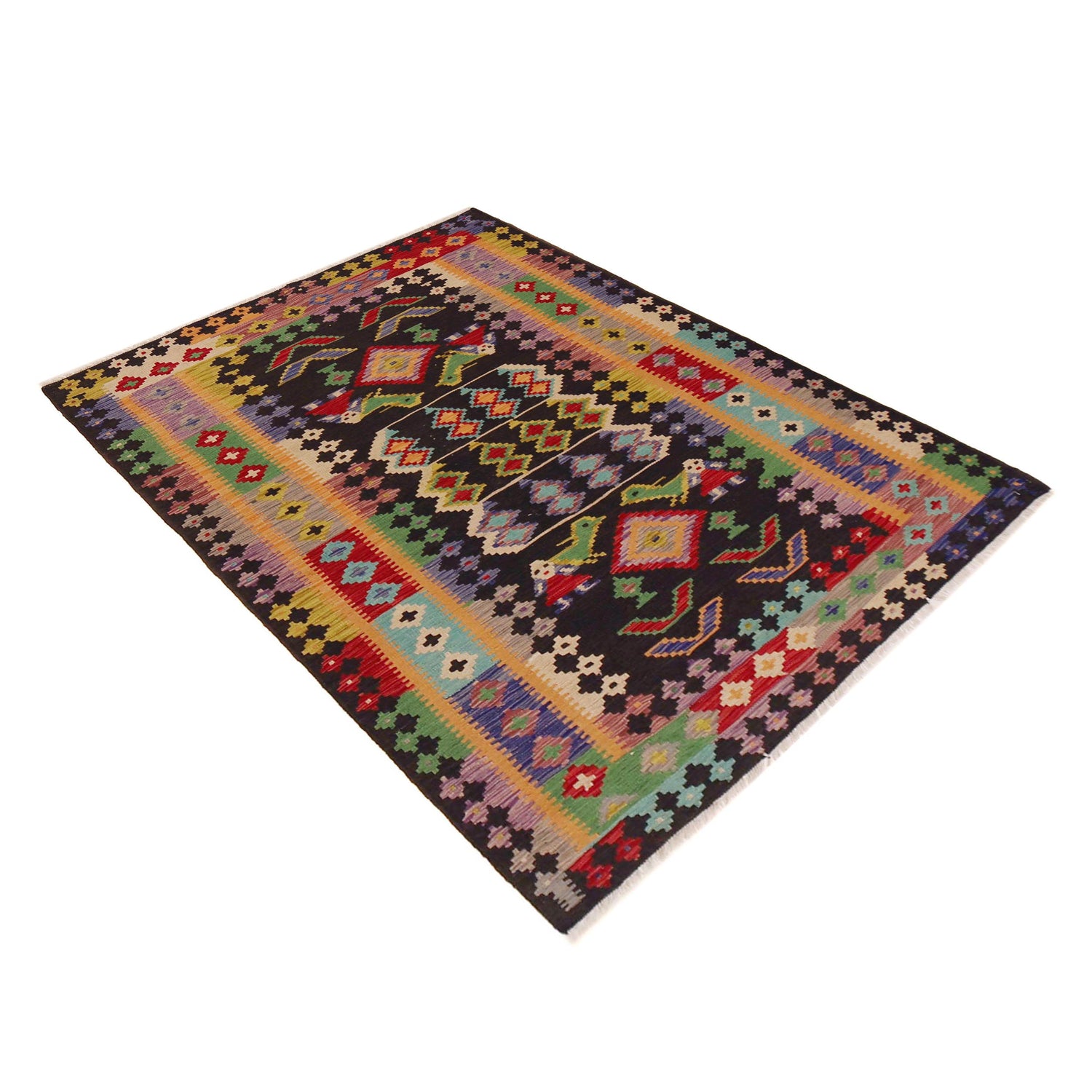 Handmade Vegetable Kilim 4' 2" x 6' 2" ft / 126 x 189 cm - No. P36127