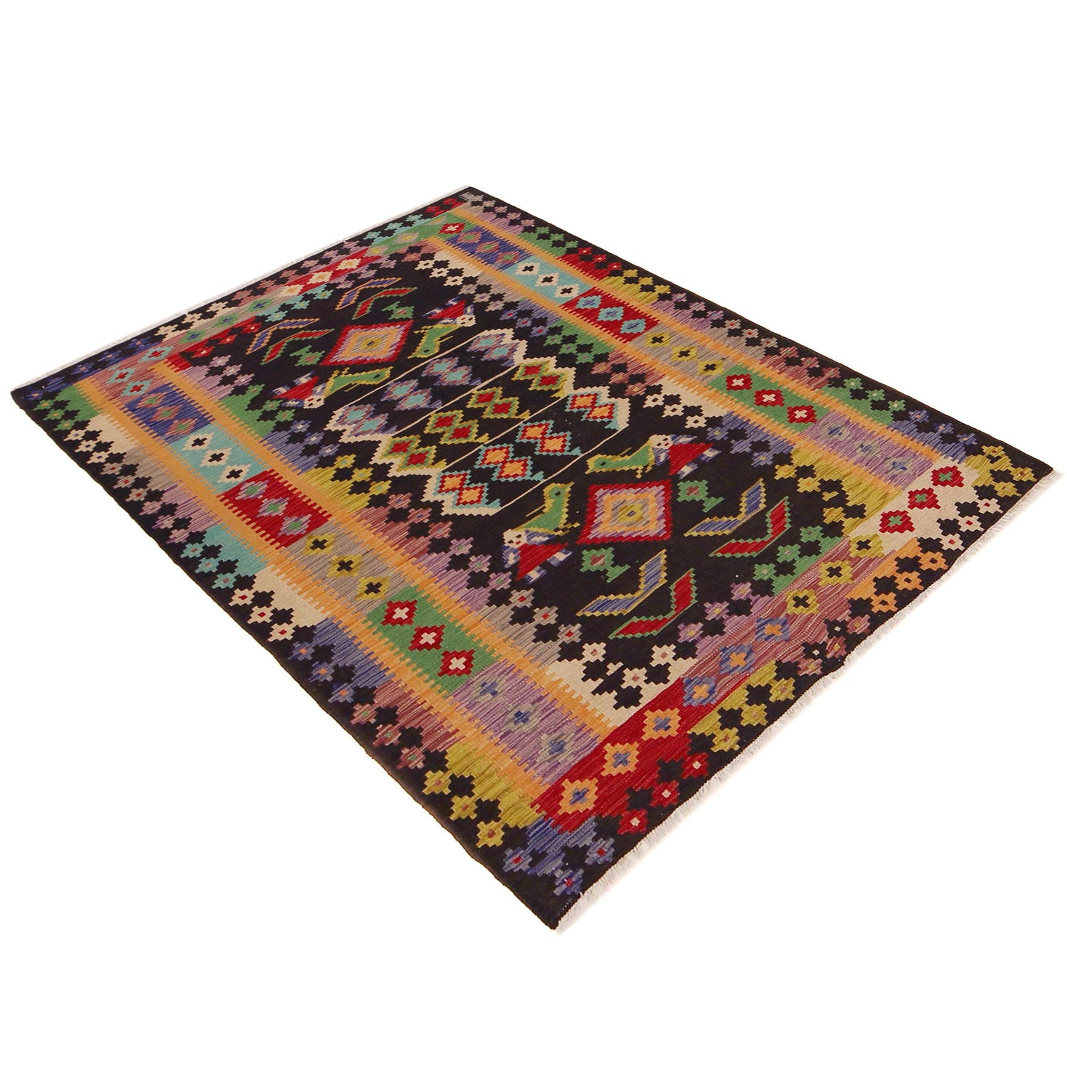 Handmade Vegetable Kilim 4' 2" x 6' 2" ft / 126 x 189 cm - No. P36127