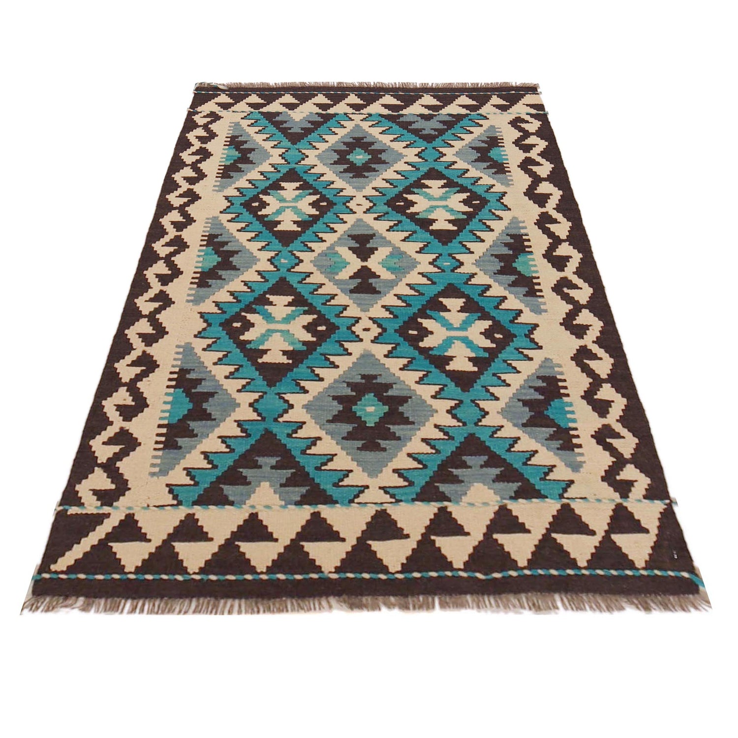 Handmade Afghan Vegetable Kilim 2' 10" x 4' 5" ft / 87 x 135 cm - No. P36133