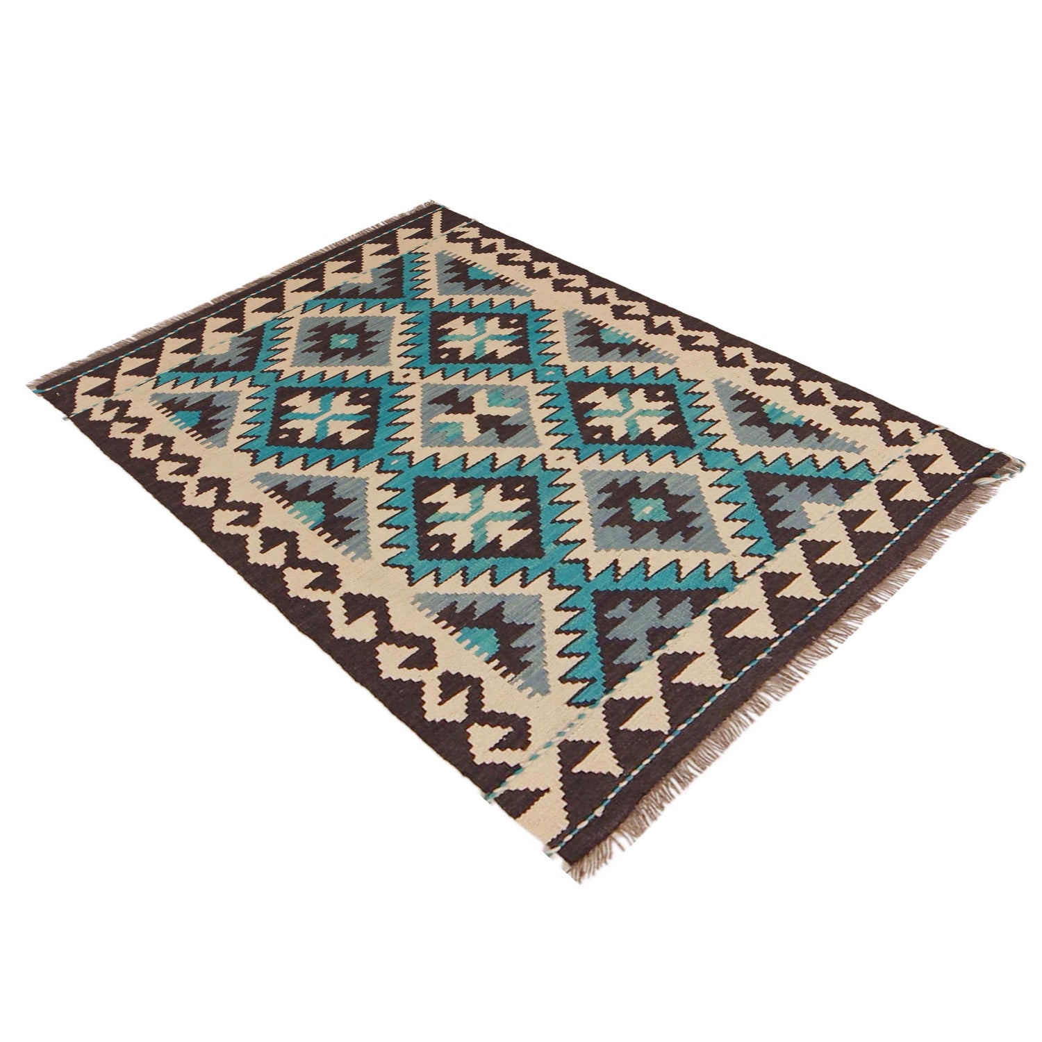 Handmade Afghan Vegetable Kilim 2' 10" x 4' 5" ft / 87 x 135 cm - No. P36133