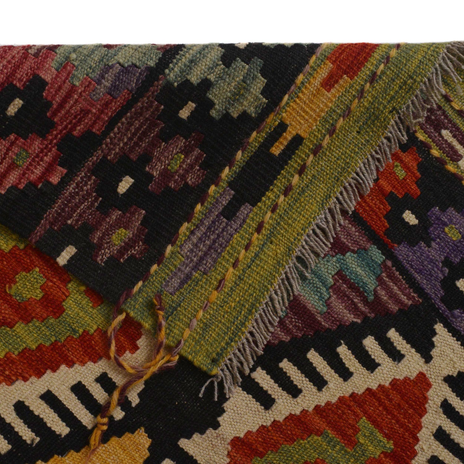 Hand Knotted Afghan Style Kilim 5' 2" x 6' 7" ft / 158 x 200 cm - No. P36142