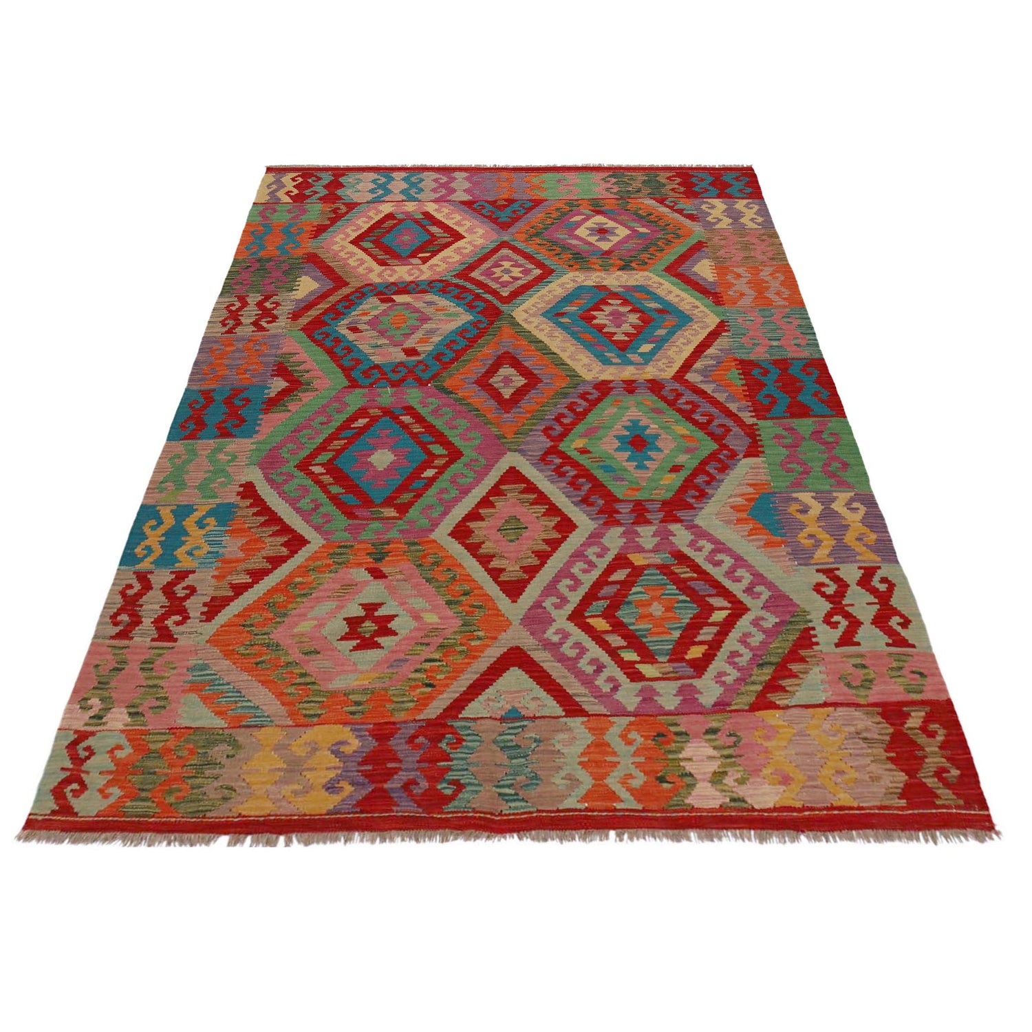Handmade Vegetable Kilim 5' 8" x 8' 1" ft / 172 x 247 cm - No. P36146