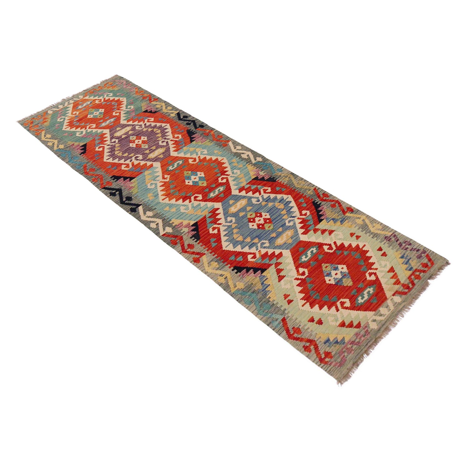 Handmade Vegetable Kelim Runner 2' 10" x 9' 11" ft / 87 x 301 cm - No. P36164