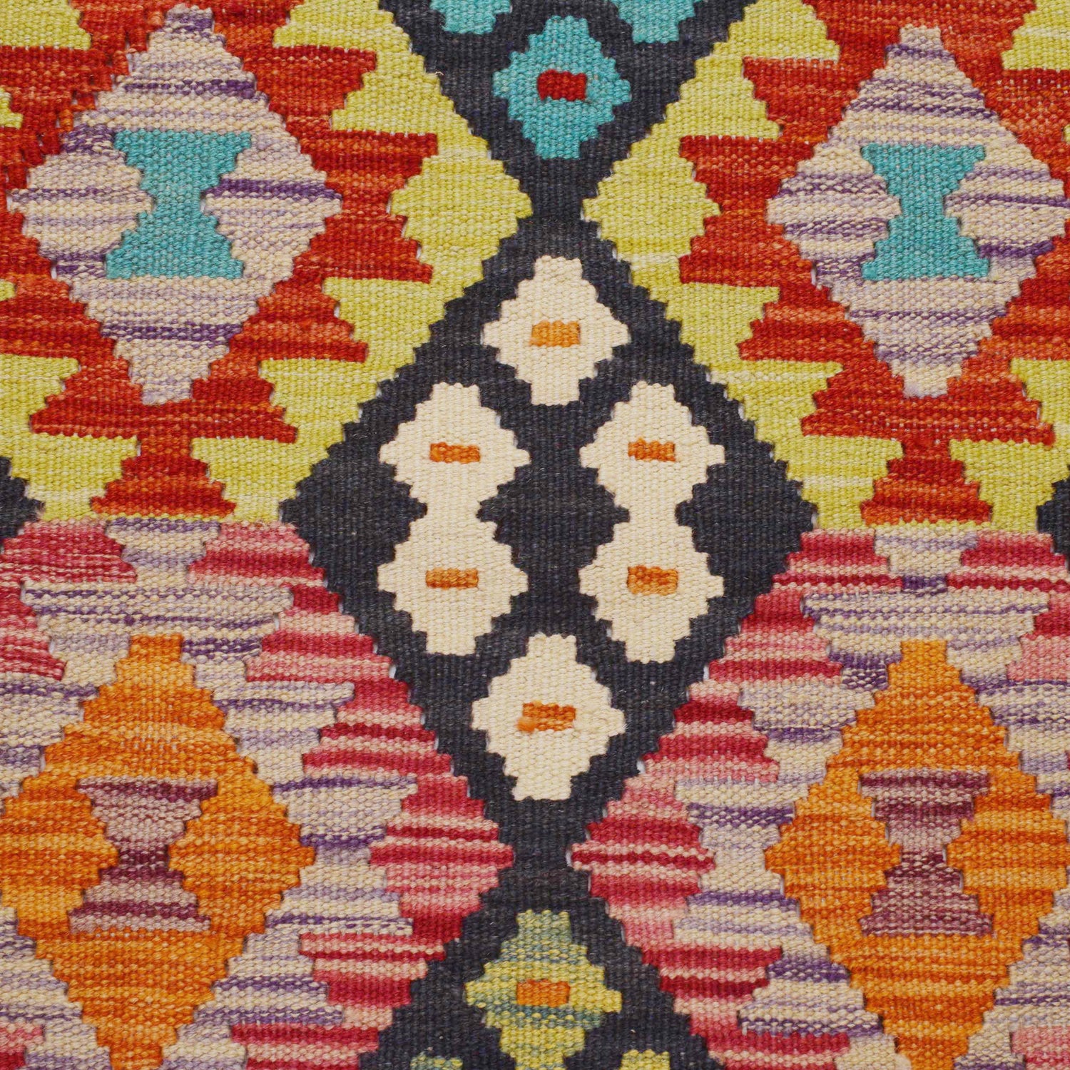 Hand Woven Wool Kelim Runner 3' 1" x 9' 8" ft / 93 x 294 cm - No. P36168