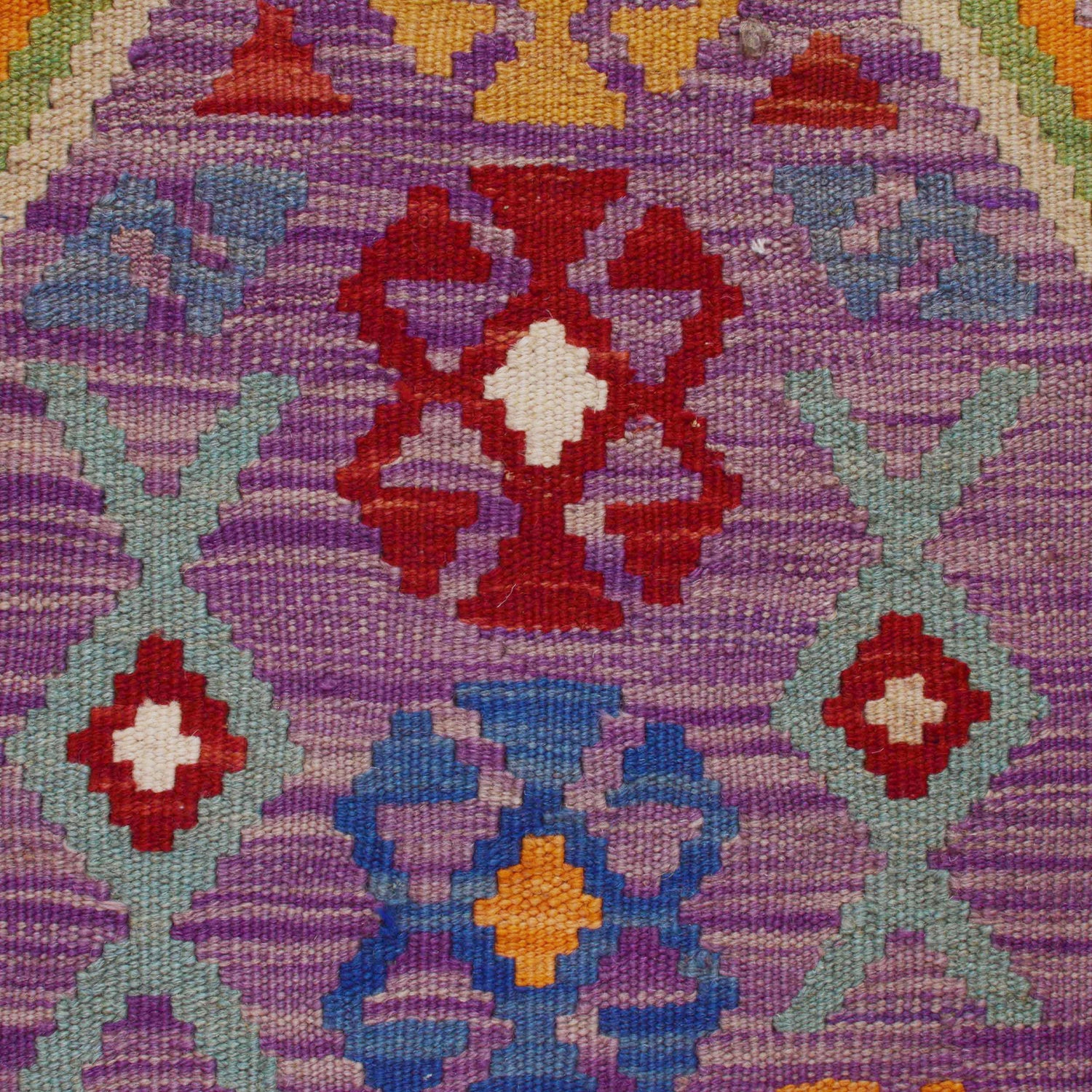 Multi Color ful Flat-Weave Wool Kilim Runner 2' 10" x 6' 7" ft / 87 x 201 cm - No. P36174