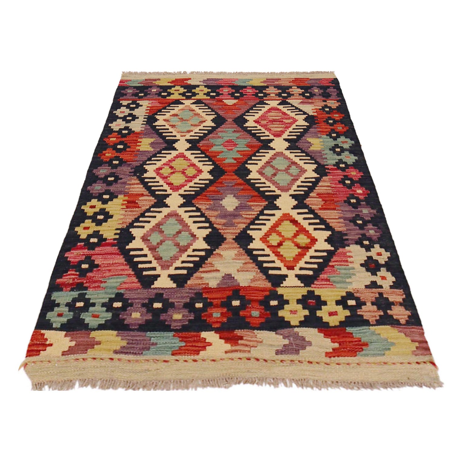 Hand Woven Wool Kelim 2' 6" x 3' 10" ft / 76 x 116 cm - No. P36240