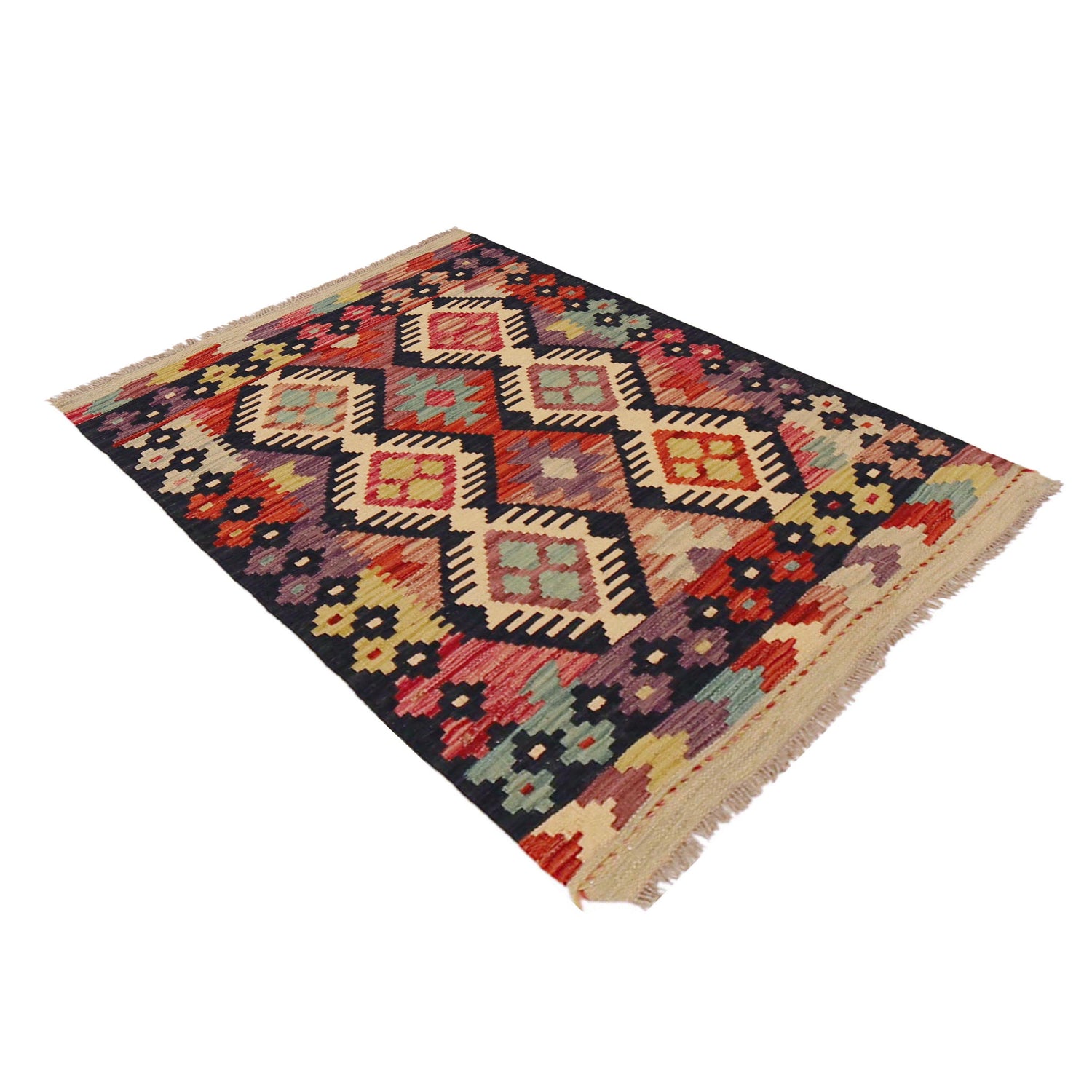 Hand Woven Wool Kelim 2' 6" x 3' 10" ft / 76 x 116 cm - No. P36240