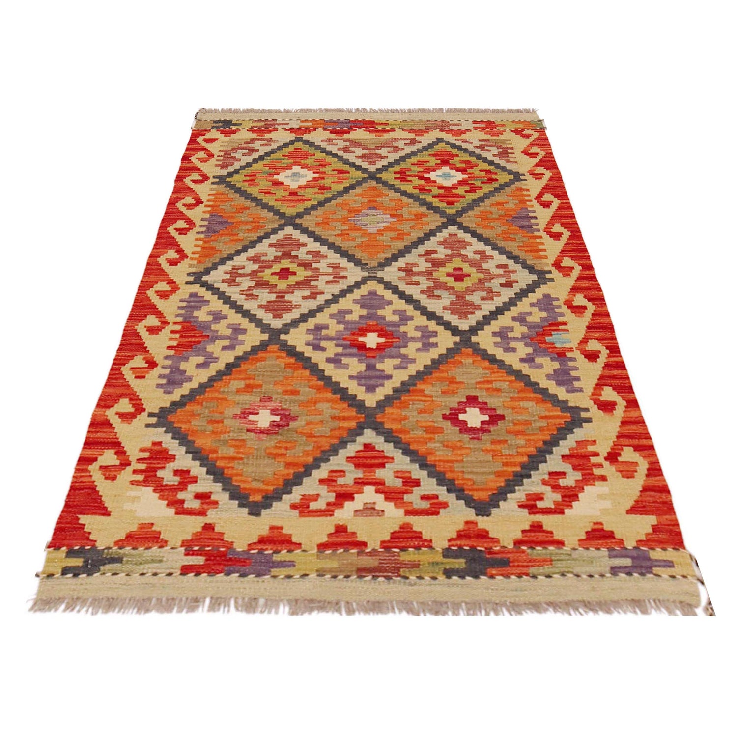 Handmade Vegetable Kilim 2' 9" x 4' 2" ft / 84 x 127 cm - No. P36249