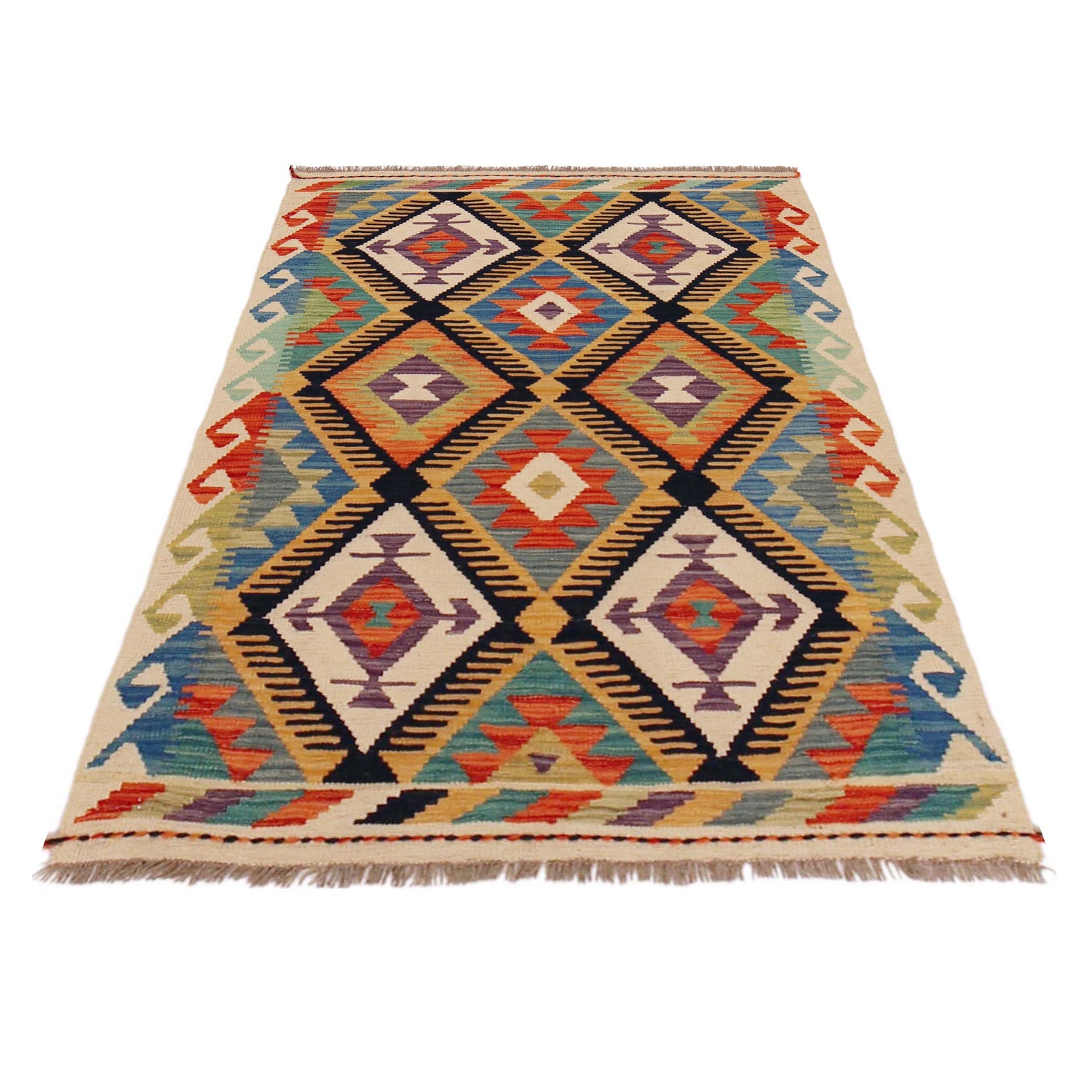 Handmade Vegetable Kilim 2' 10" x 4' 3" ft / 86 x 129 cm - No. P36256