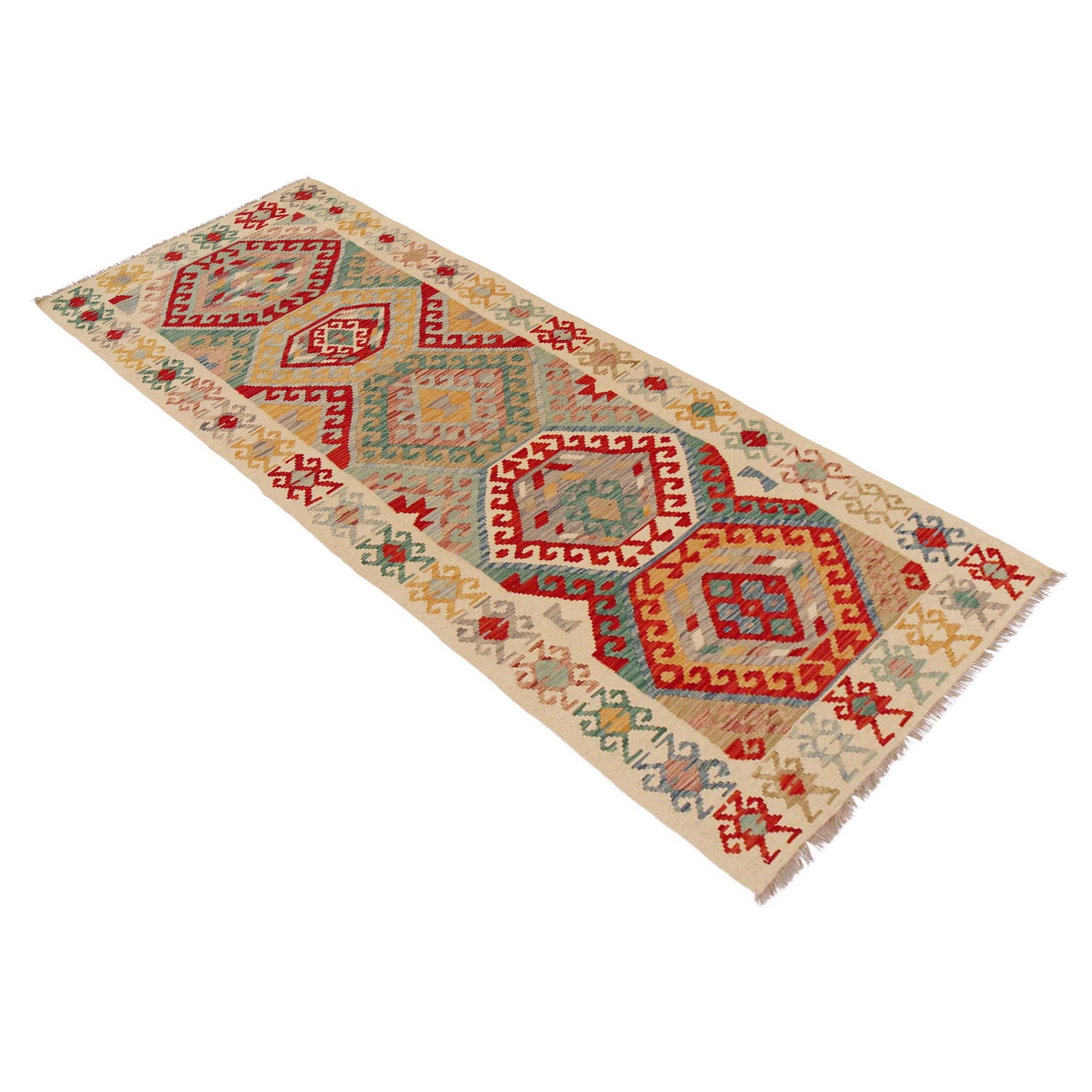 Hand Made Afghan Kilim Runner 3' 2" x 9' 4" ft / 97 x 285 cm - No. P36258