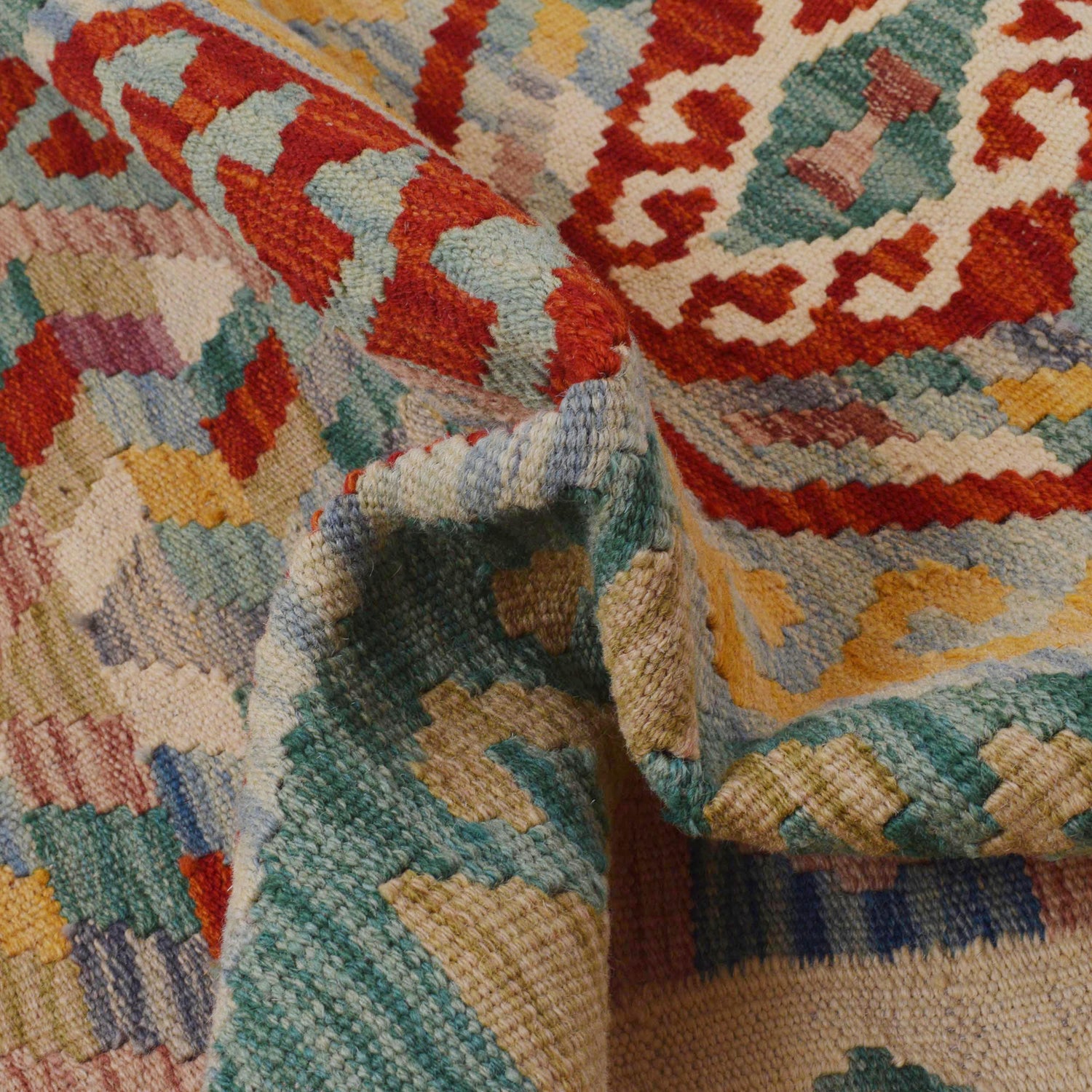 Hand Made Afghan Kilim Runner 3' 2" x 9' 4" ft / 97 x 285 cm - No. P36258