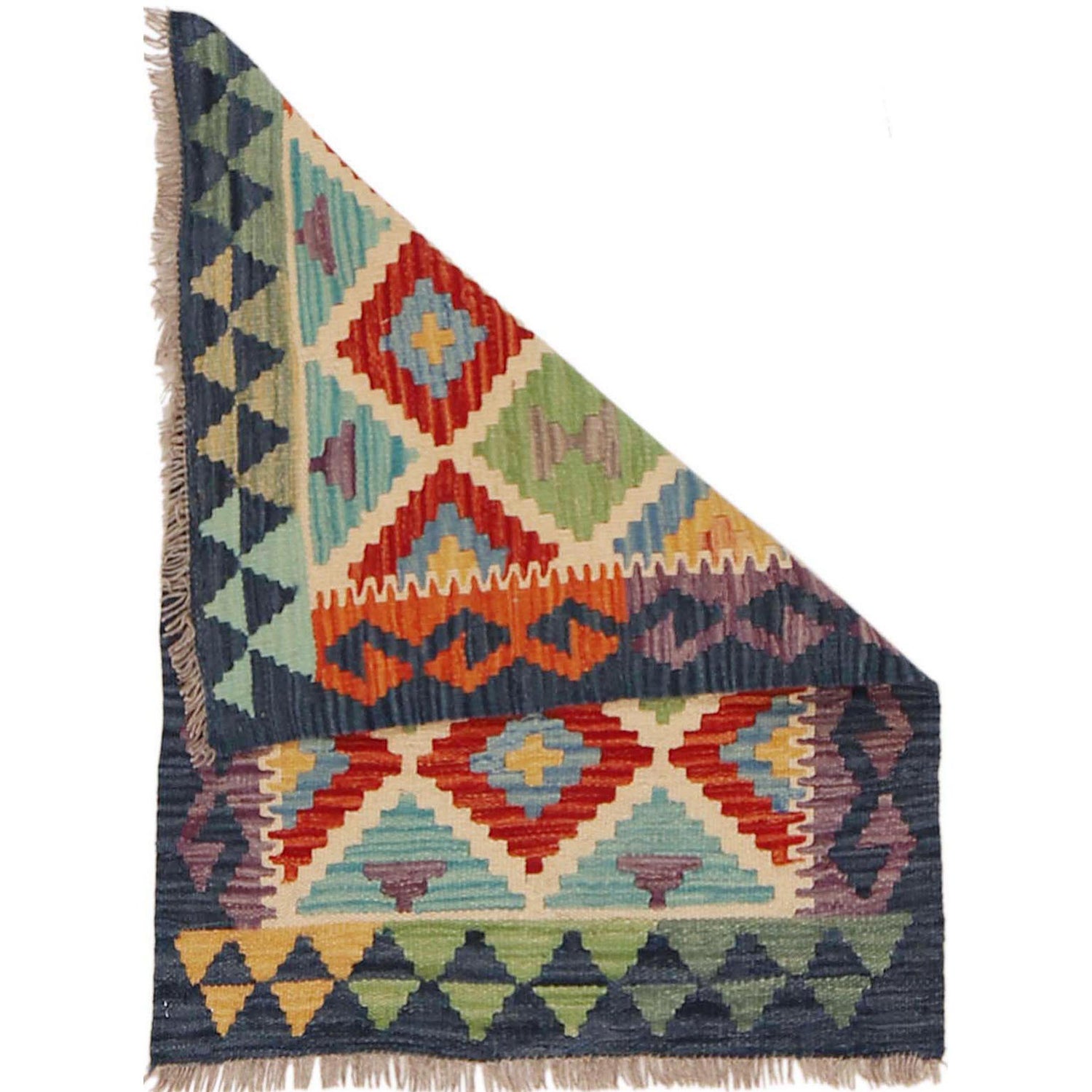 Handmade Turkish Design Wool Kilim 2' 0" x 2' 10" ft / 62 x 86 cm - No. P36271