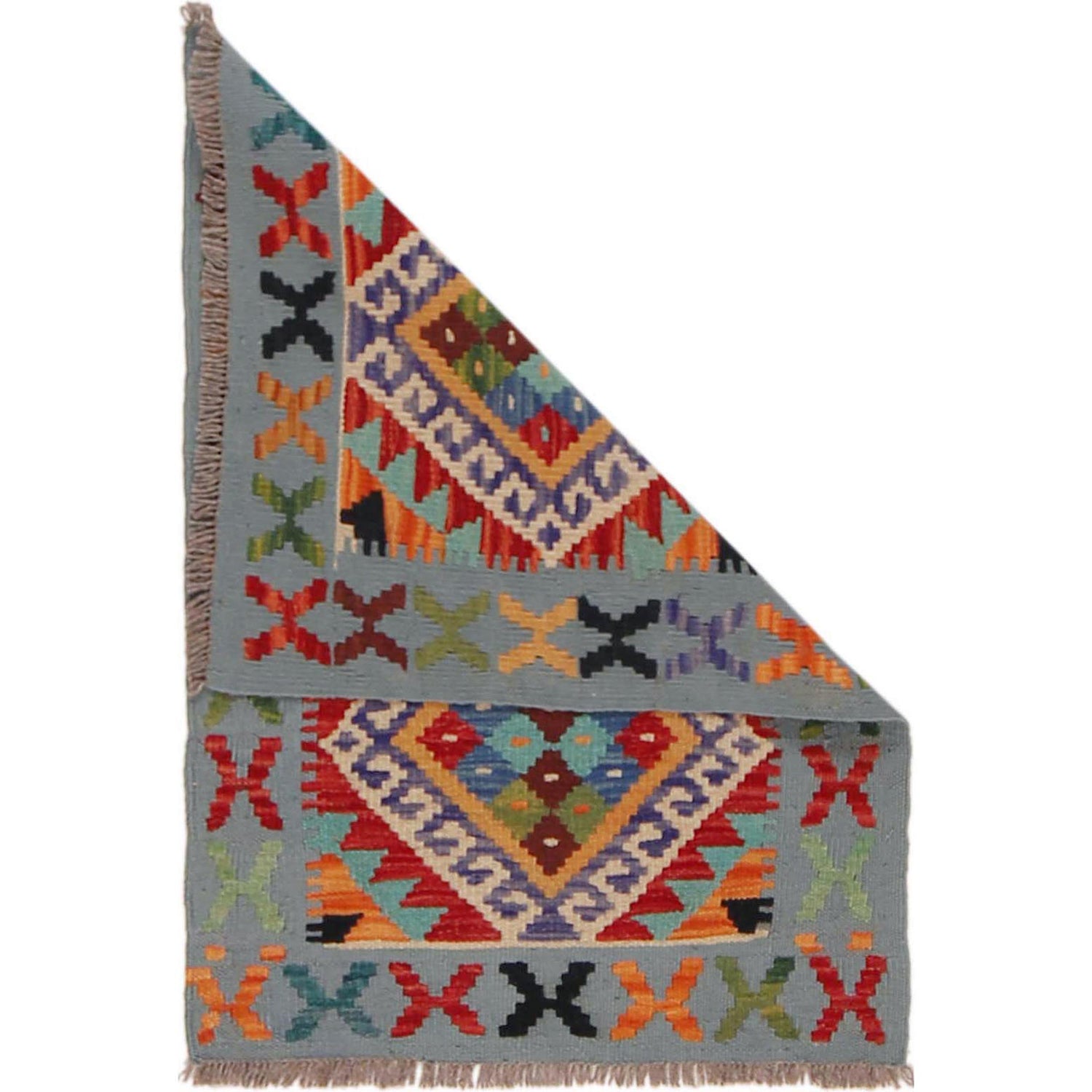 Handmade Turkish Design Wool Kilim 1' 10" x 2' 9" ft / 57 x 83 cm - No. P36281