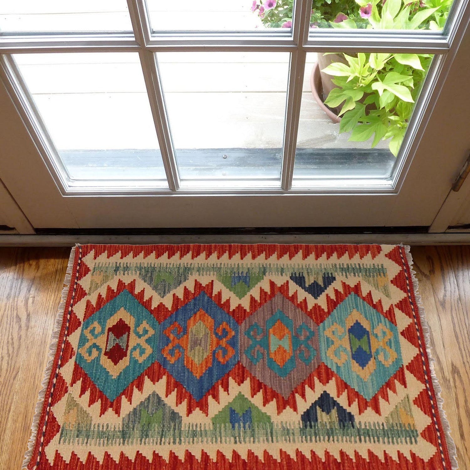 Hand Made Afghan Kilim 2' 0" x 3' 3" ft / 62 x 100 cm - No. P36285