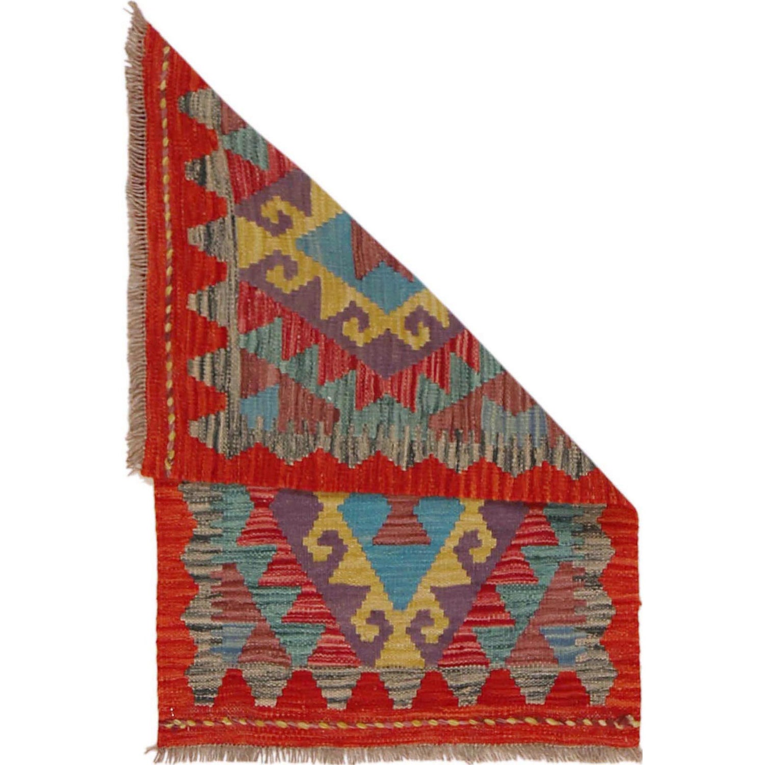 Hand Knotted Afghan Style Kilim 2' 0" x 2' 11" ft / 60 x 90 cm - No. P36289